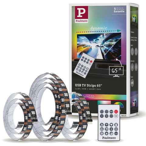 Paulmann LED-Streifen USB LED Strip TV-Beleuchtung 65 Zoll 2,4m Dynamic Rainbow RGB 4W, 1-flammig