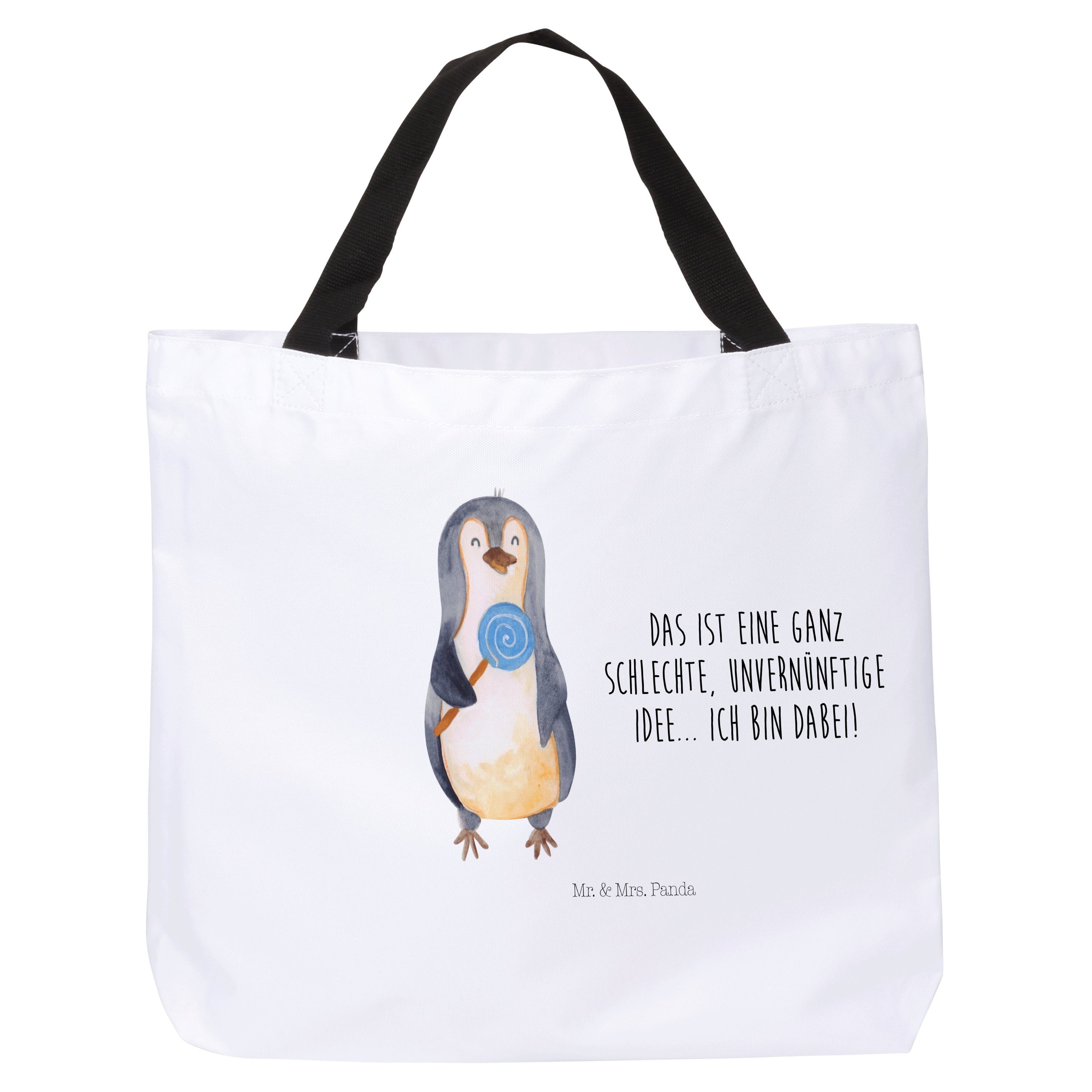 Mr. & Mrs. Panda Shopper Pinguin Lolli - Weiß - Geschenk, Einkaufsbeutel, Süßigkeiten, Spruch, (1-tlg)