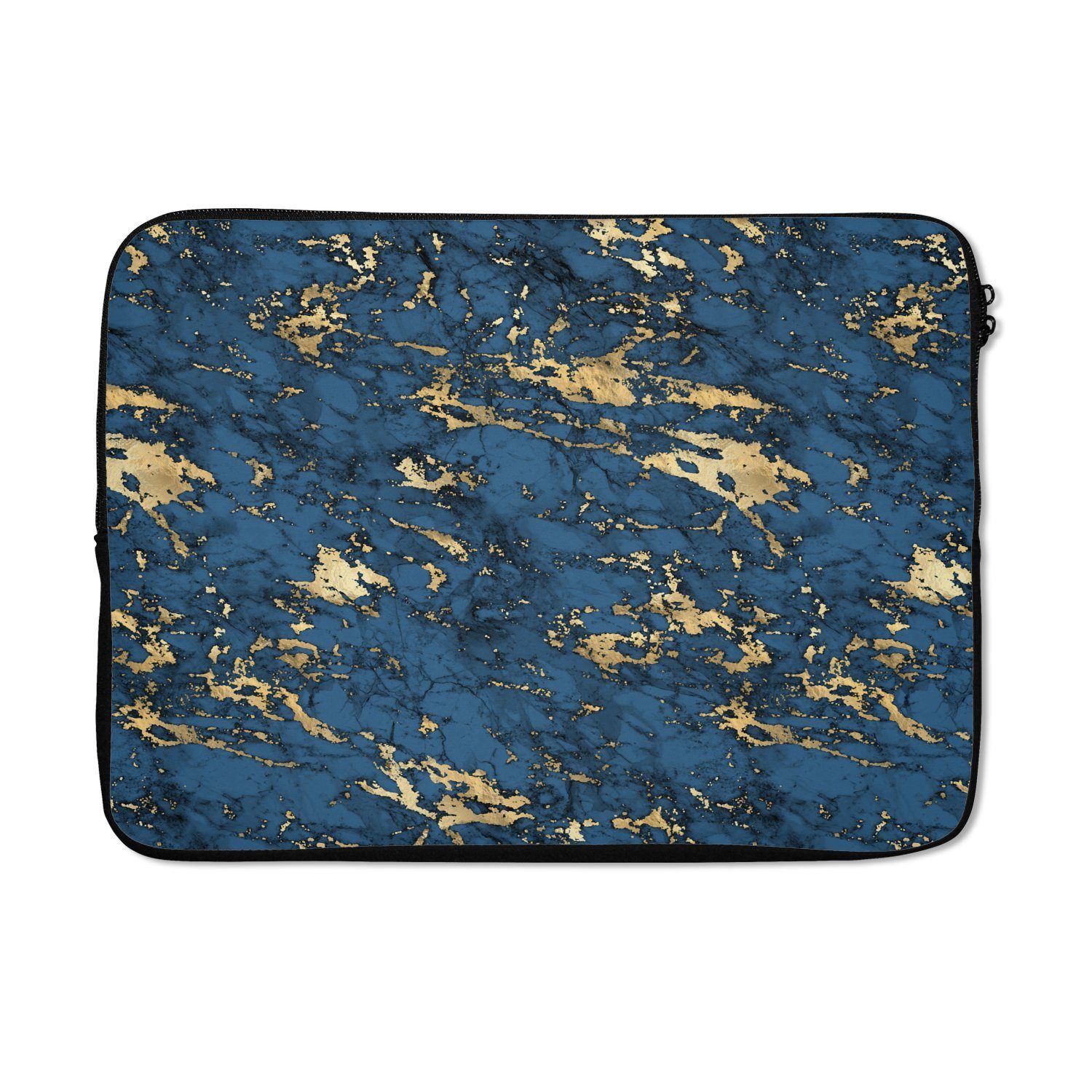 MuchoWow Laptop-Hülle Blau - Marmor - Gold - Design 14 Zoll, Schutzhülle für laptop, weiches Innenfutter zum Schutz vor Kratzern