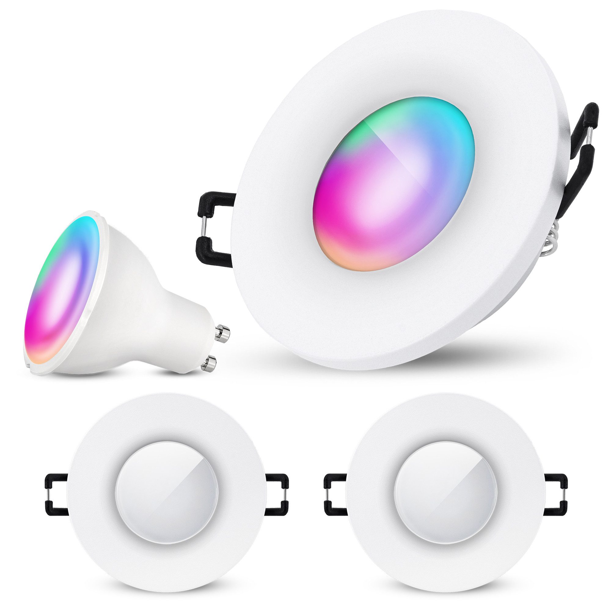 SSC-LUXon LED Außen-Deckenleuchte BEDA Bad Einbaustrahler IP65 mit WLAN GU10 RGB Smart LED 5W dimmbar, Smart