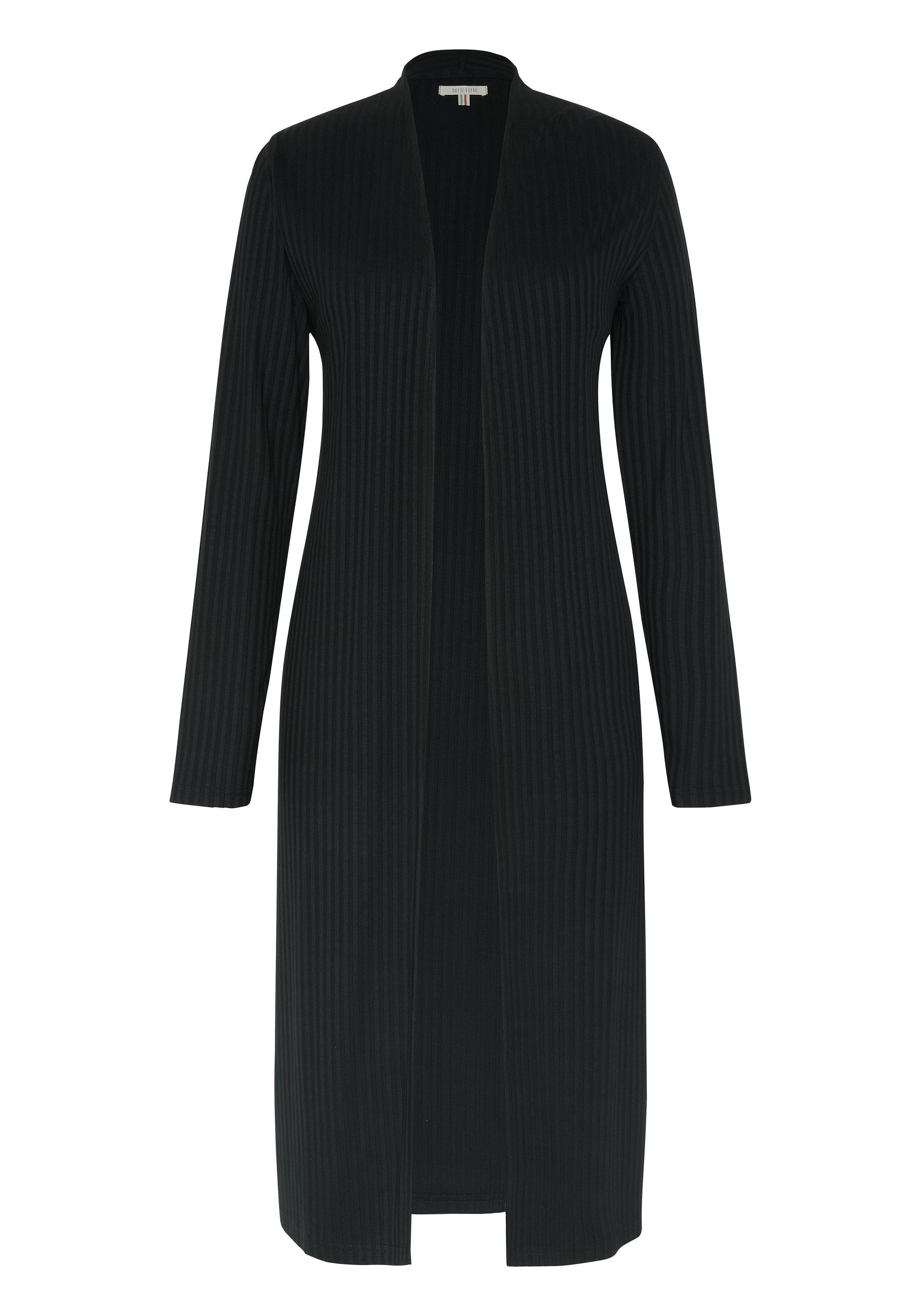 Detto Fatto Strickjacke im lang geschnittenen Ripp-Design günstig online kaufen