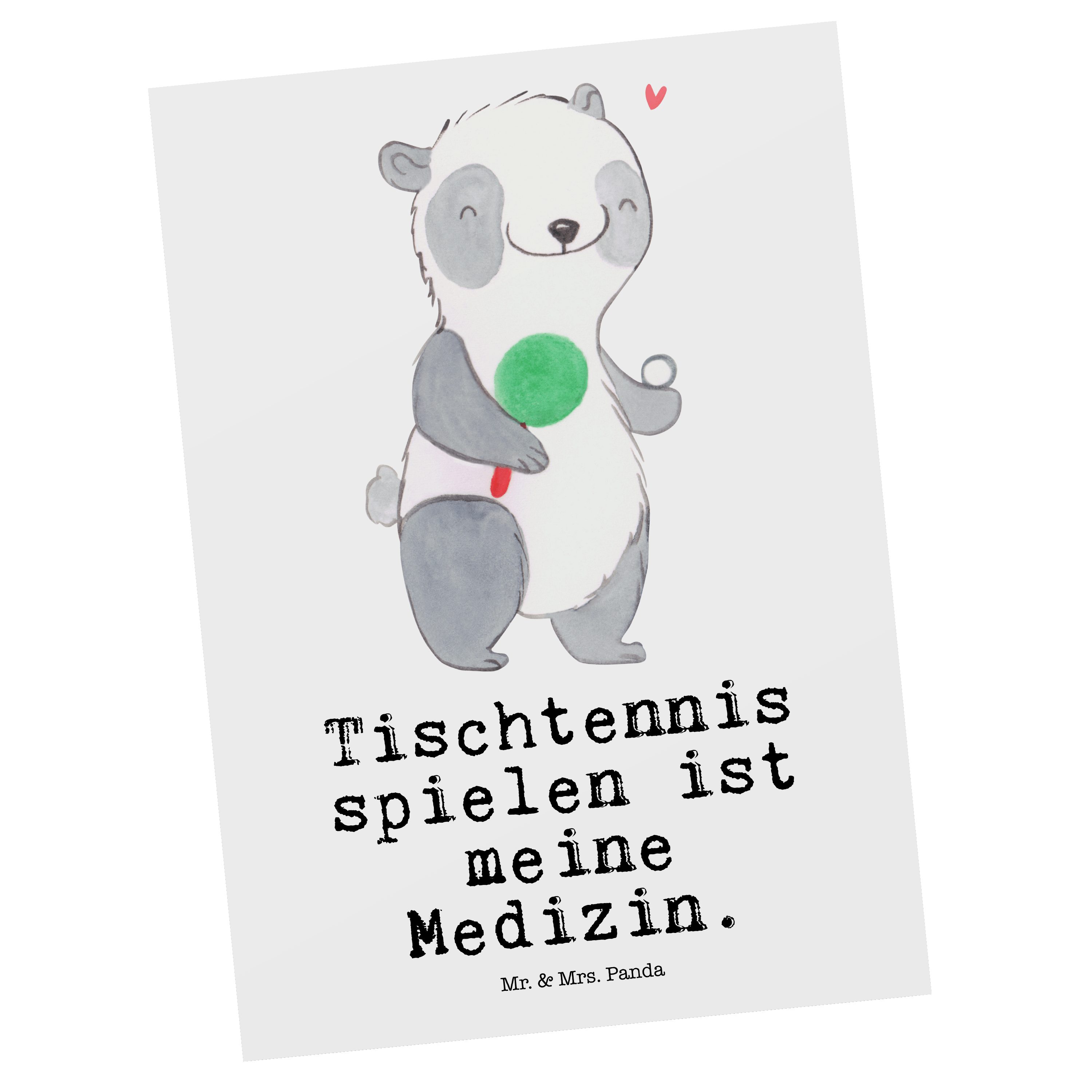 Mr. & Mrs. Panda Postkarte Panda Tischtennis Medizin - Weiß - Geschenk, Grußkarte, Sport, Tischt
