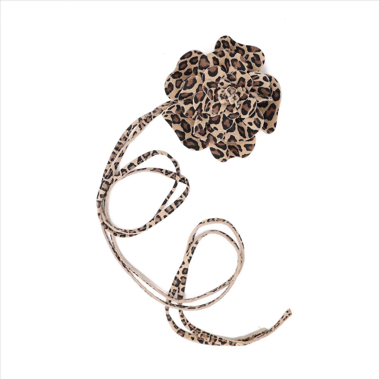 MIRROSI Taillengürtel Blume aus Echtleder zu binden, Einheitsgröße, Made in Italy Einheitsgröße (Geeignet für einen Hüftumfang bis zum ca.150 cm)