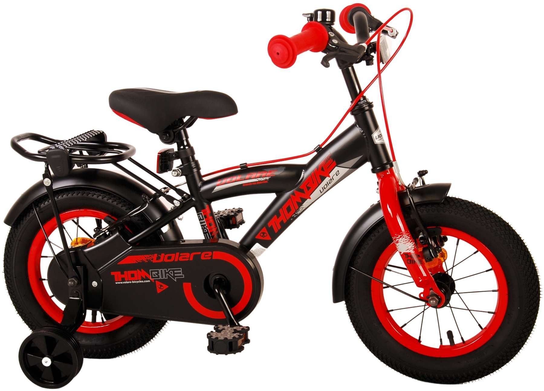Volare Kinderfahrrad Kinderfahrrad Thombike für Jungen 12 Zoll Kinderrad in Schwarz Rot