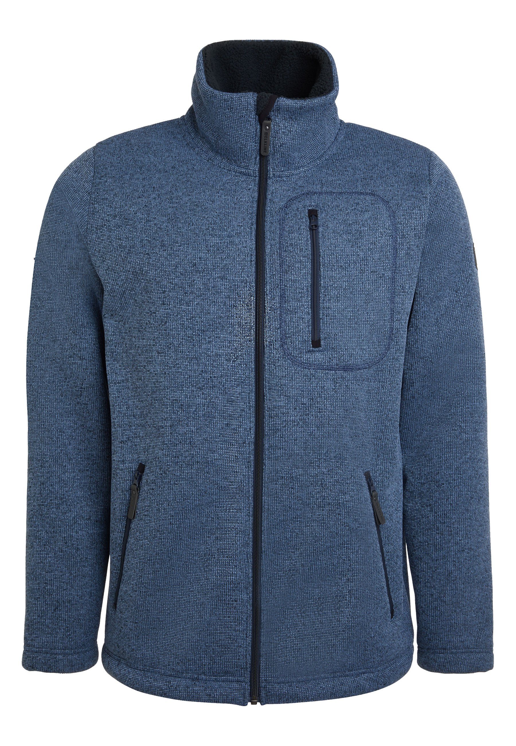 wohlig und Fleecejacke Chance Optik ashblue-black in warm Fat Elkline winddicht Strick