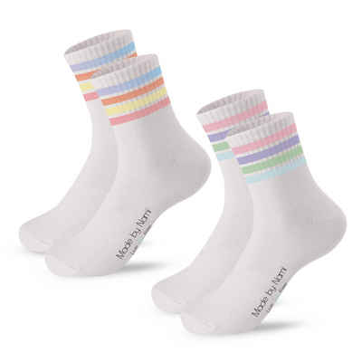 Made by Nami Socken 2er Set Crew Socks - Retro Stripes (2-Paar) 35-40, atmungsaktiv