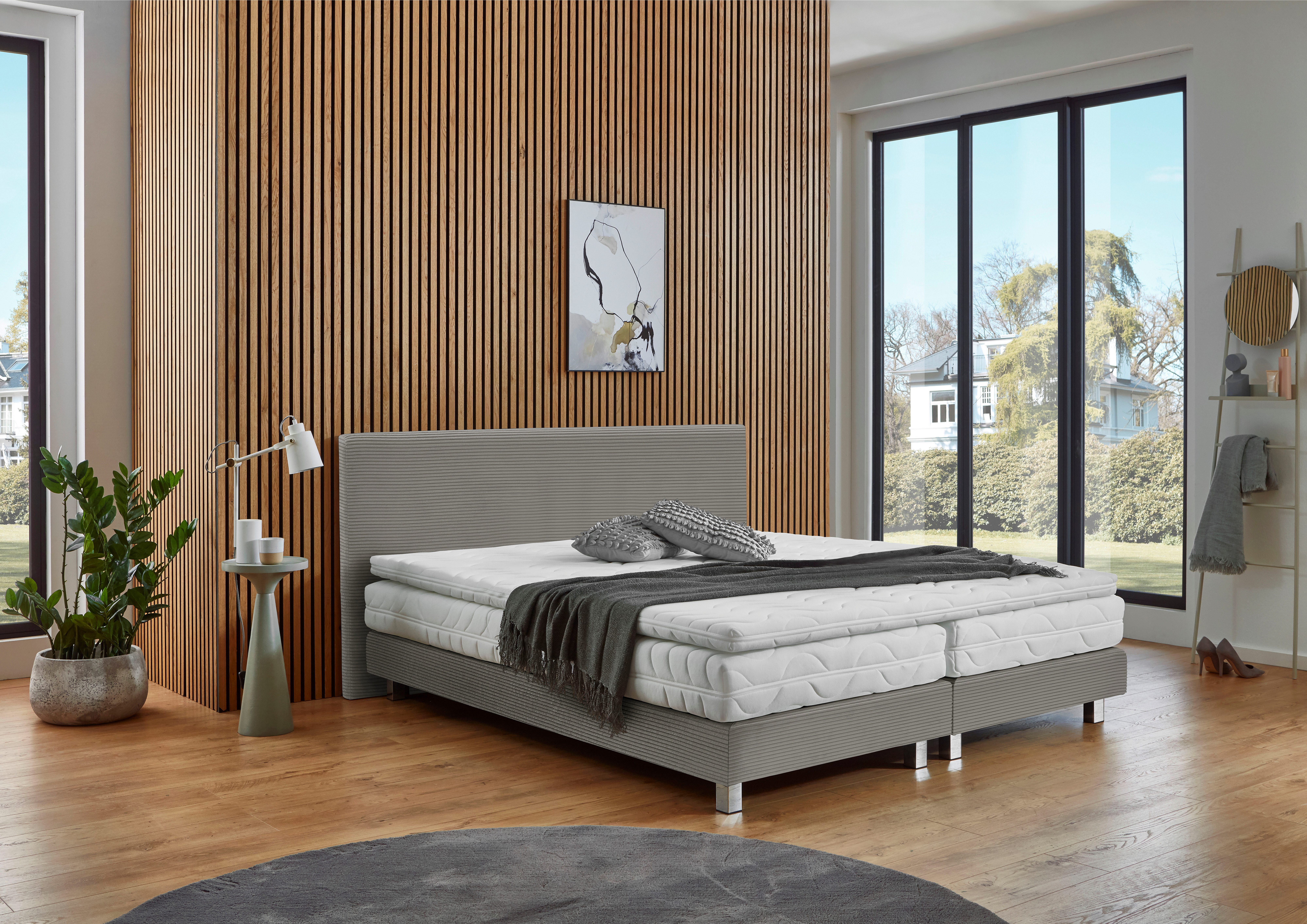 Westfalia Schlafkomfort Boxbett Kiss, wahlweise mit Topper in verschiedenen Härtegraden erhältlich, zeitlos schön in sanften Tönen