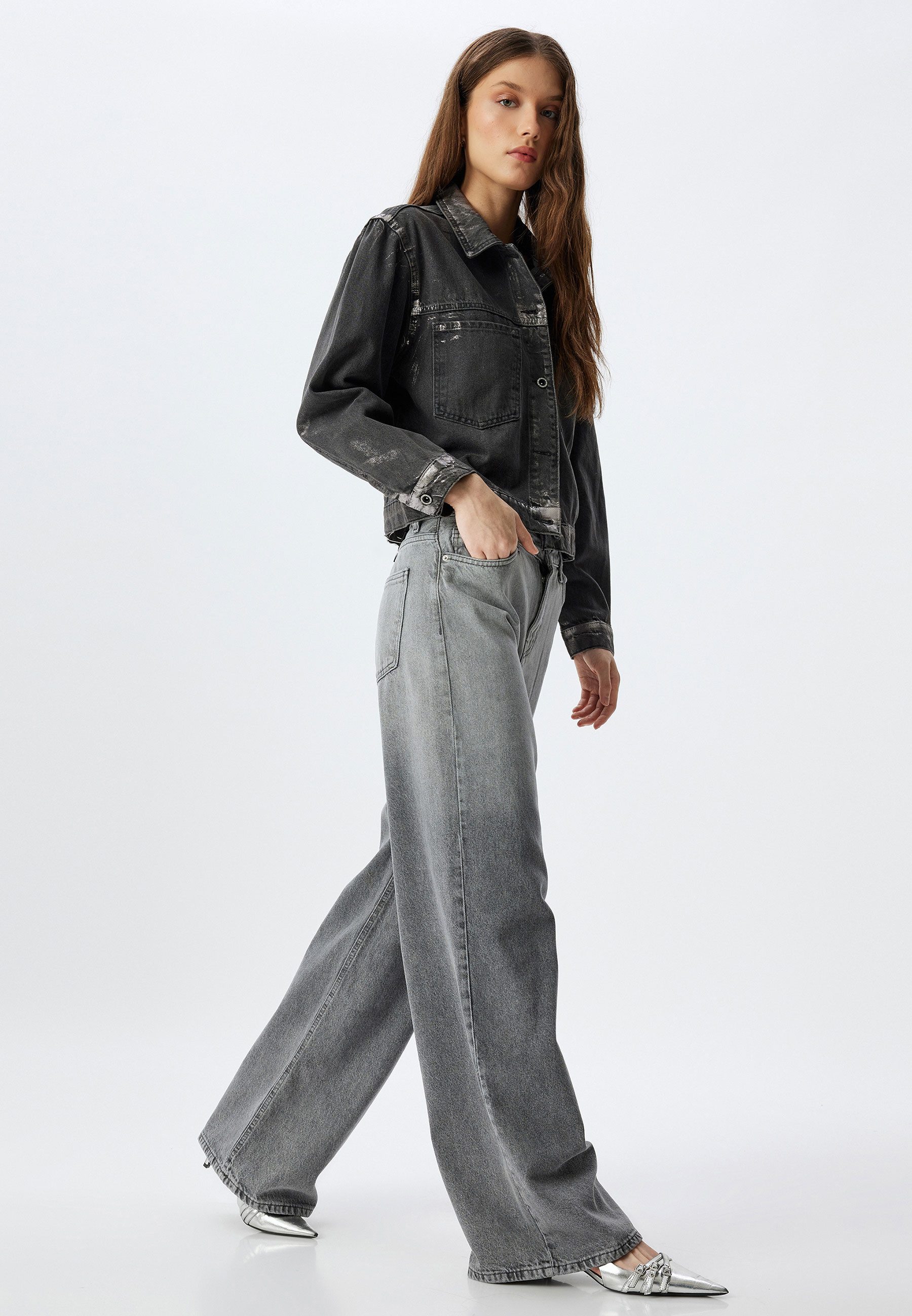 5-Pocket-Jeans Normale Leibhöhe Wide Leg
