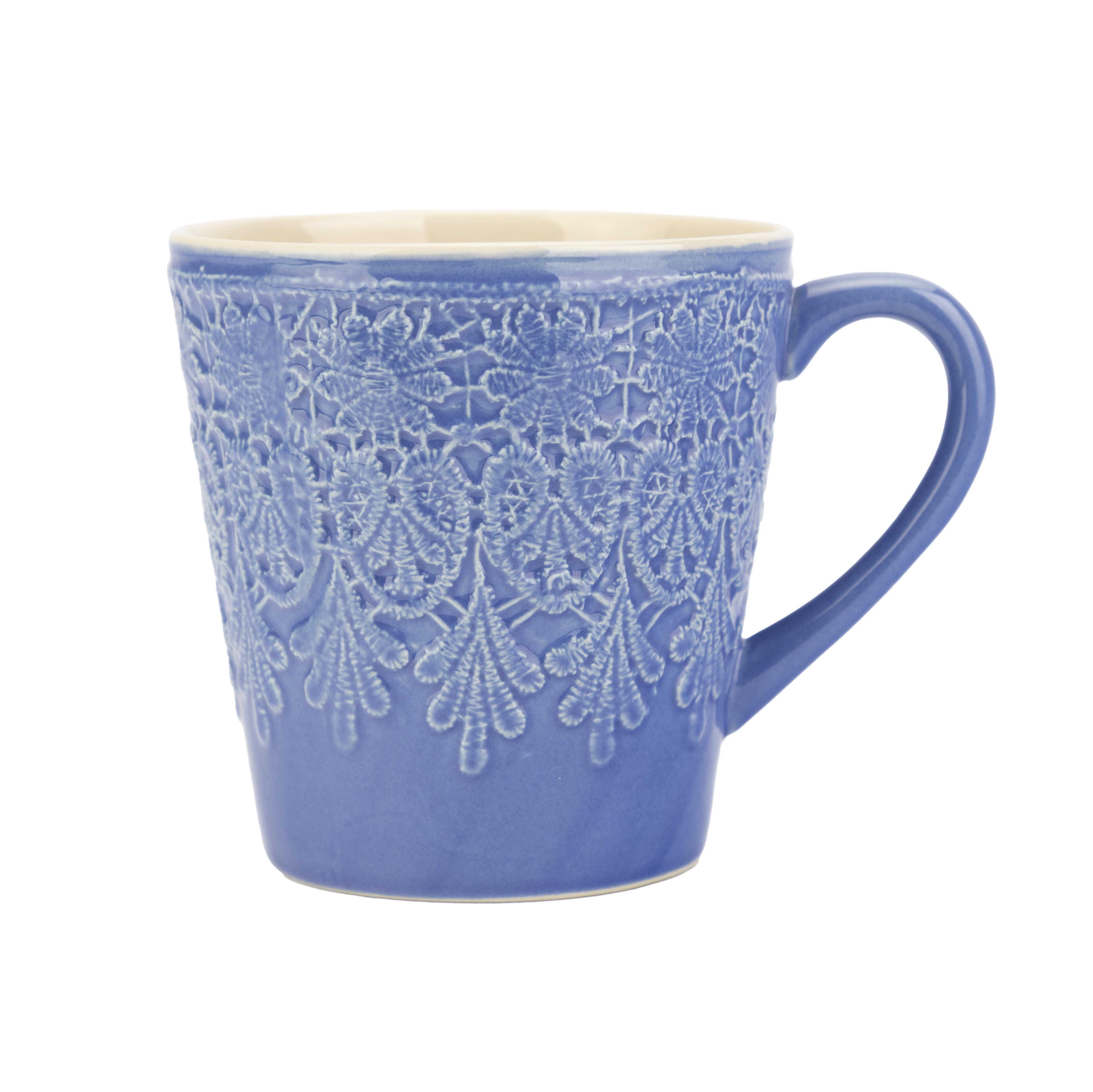 El Puente Becher Großer Kaffeebecher "Bloom" aus Keramik in Blau, Handmade, Keramik, Handmade