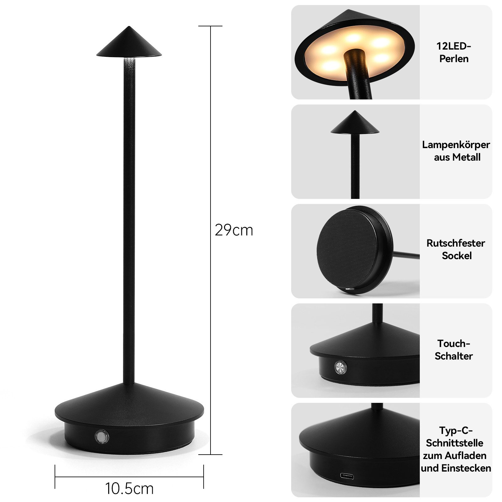 Elegear LED Tischleuchte LED Tischlampe mit Touch-Dimmung, 3 Farbtemperatur günstig online kaufen