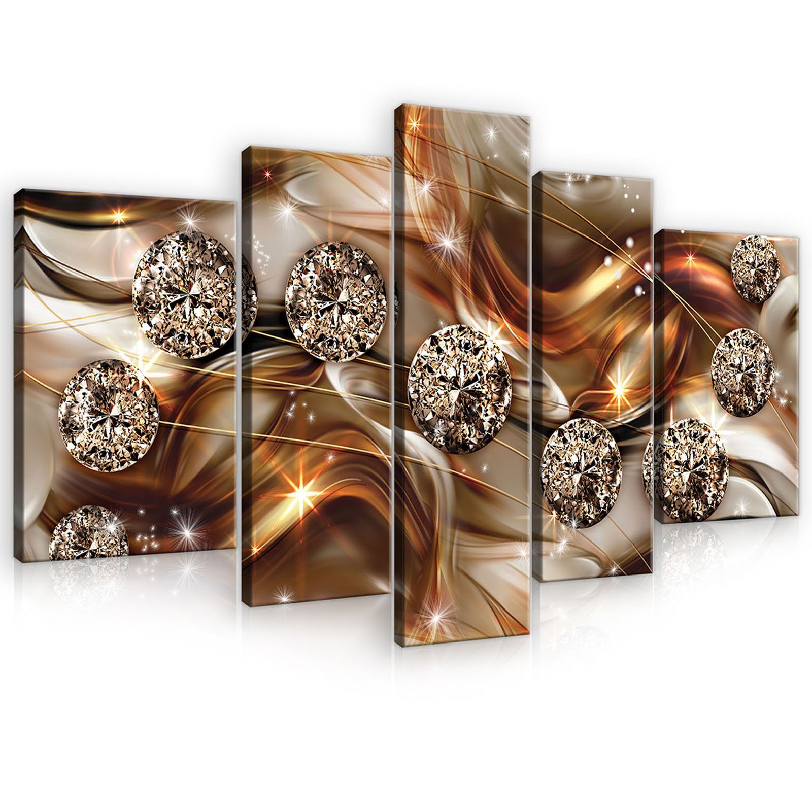 Wallarena Leinwandbild Set Gold Abstrakt Diamanten günstig online kaufen