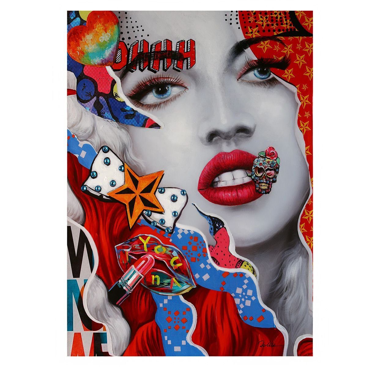 GILDE Dekoobjekt Bild Street Art Girl Lippenstift bunt 70x100cm