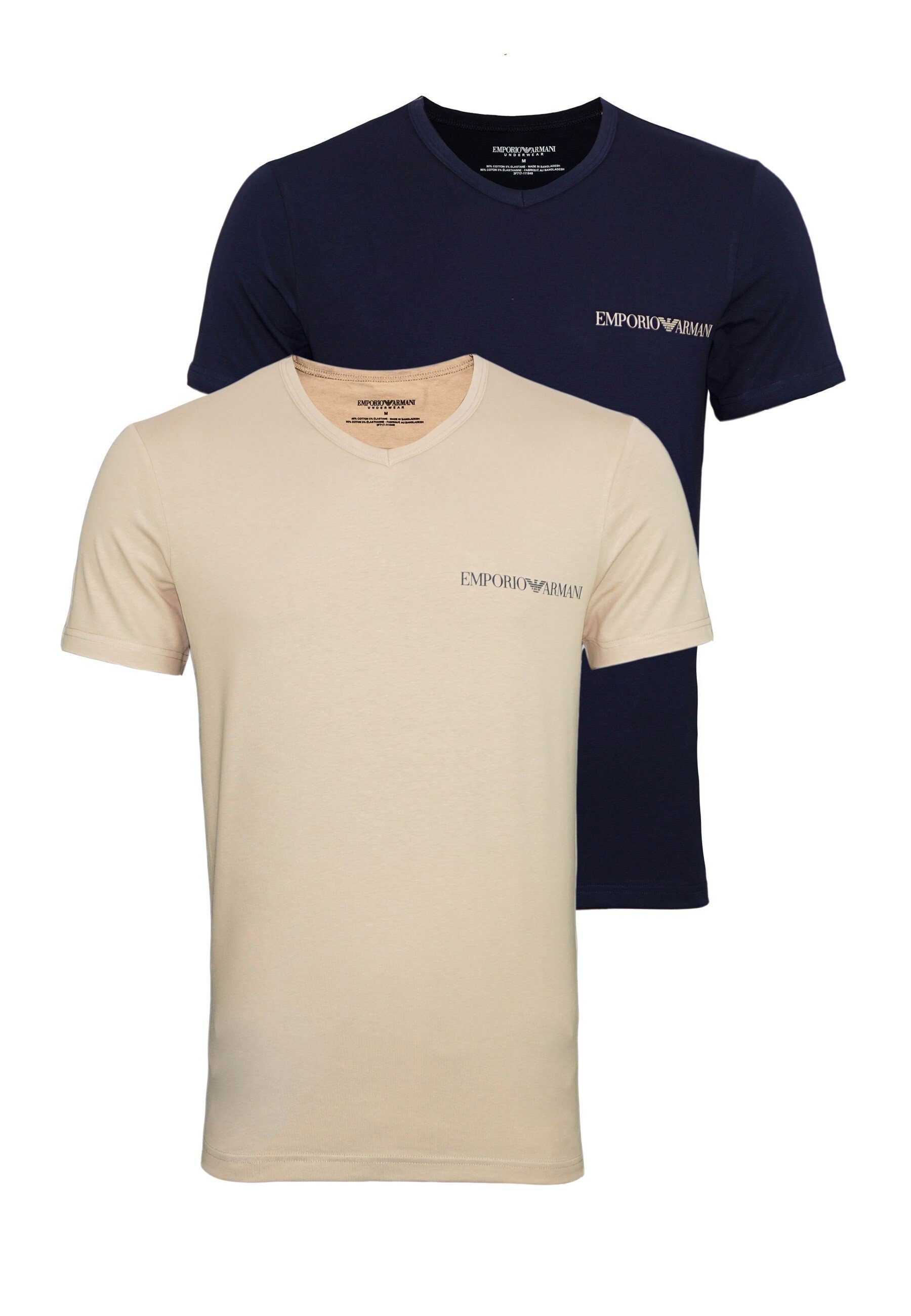 Emporio Armani T-Shirt T-Shirts 2 Pack V-Neck (2-tlg) Beige/Marine