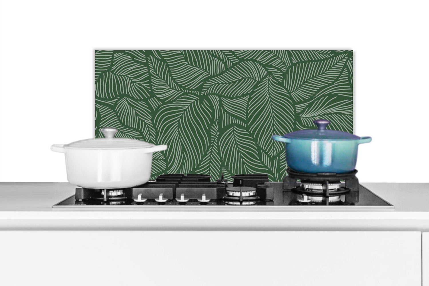 Fett Küchen Wandschutz, (1-tlg), für Natur, - und gegen Blätter cm, MuchoWow - Grün Schmutzflecken Gestaltung Küchenrückwand - 60x30