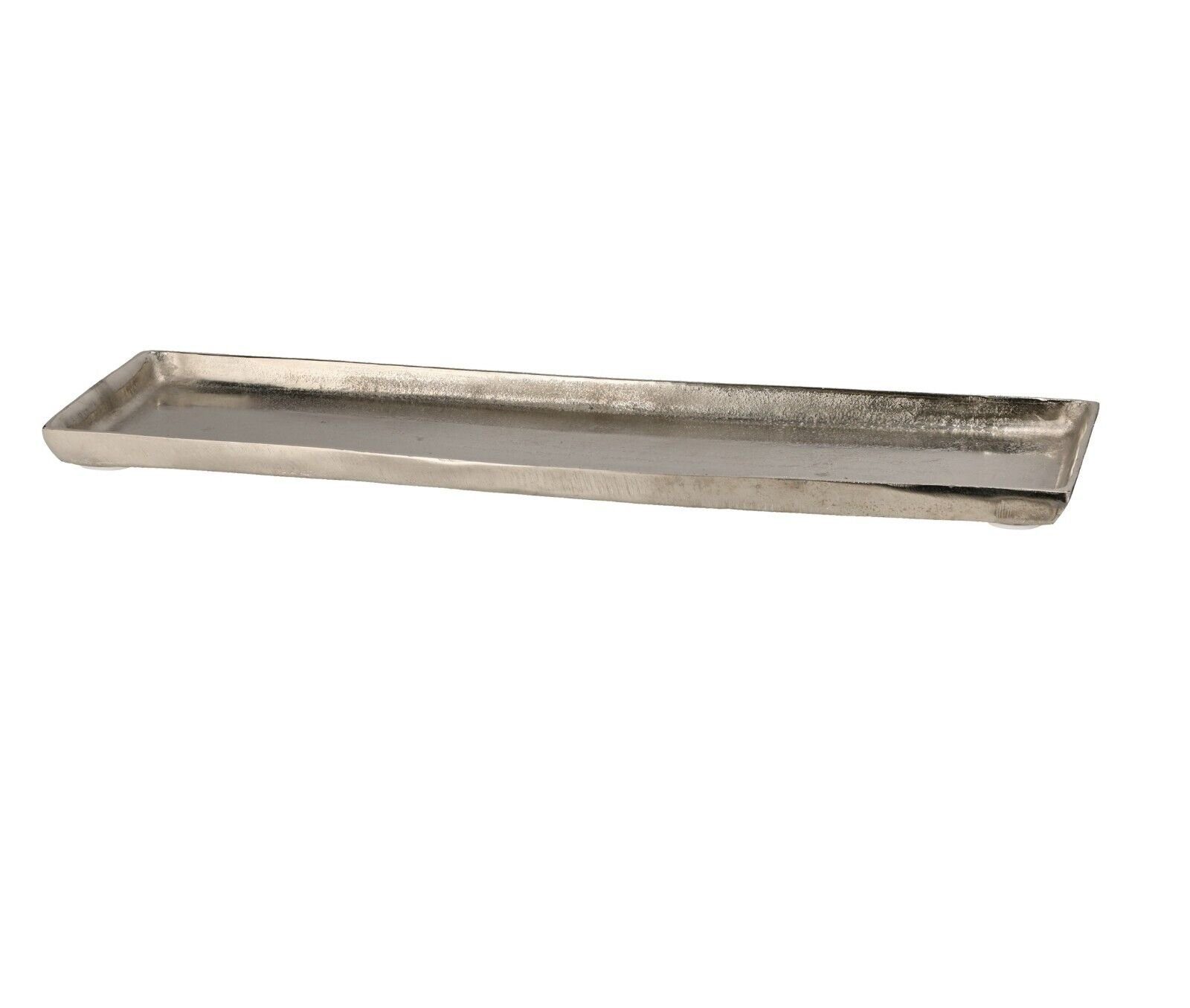 Meinposten Dekoschale (1 St) Dekotablett silber Schale Metall Tischdeko 42x12 Tablett Dekoschale