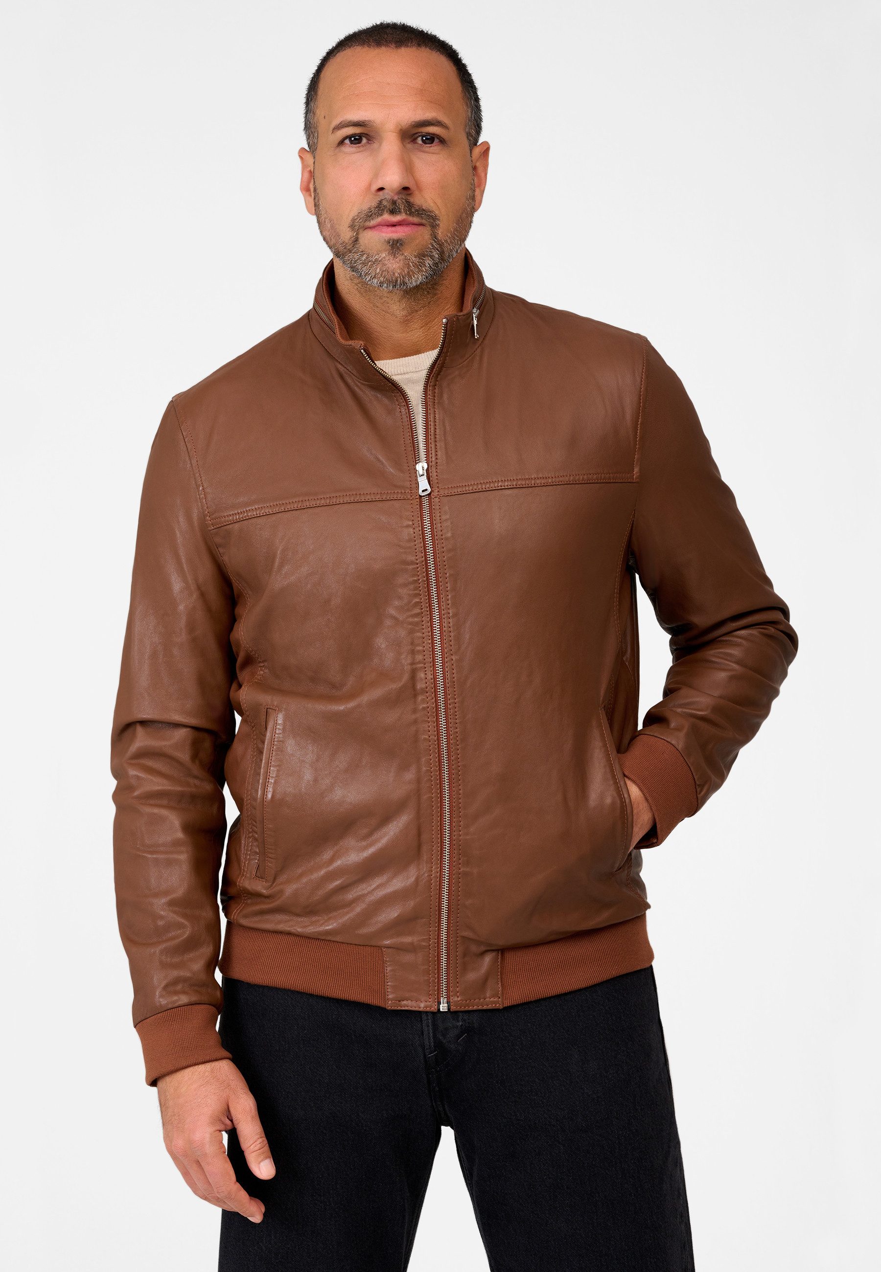 RICANO Lederjacke Martinus Lederjacke im Blouson-Stil mit Stehkragen