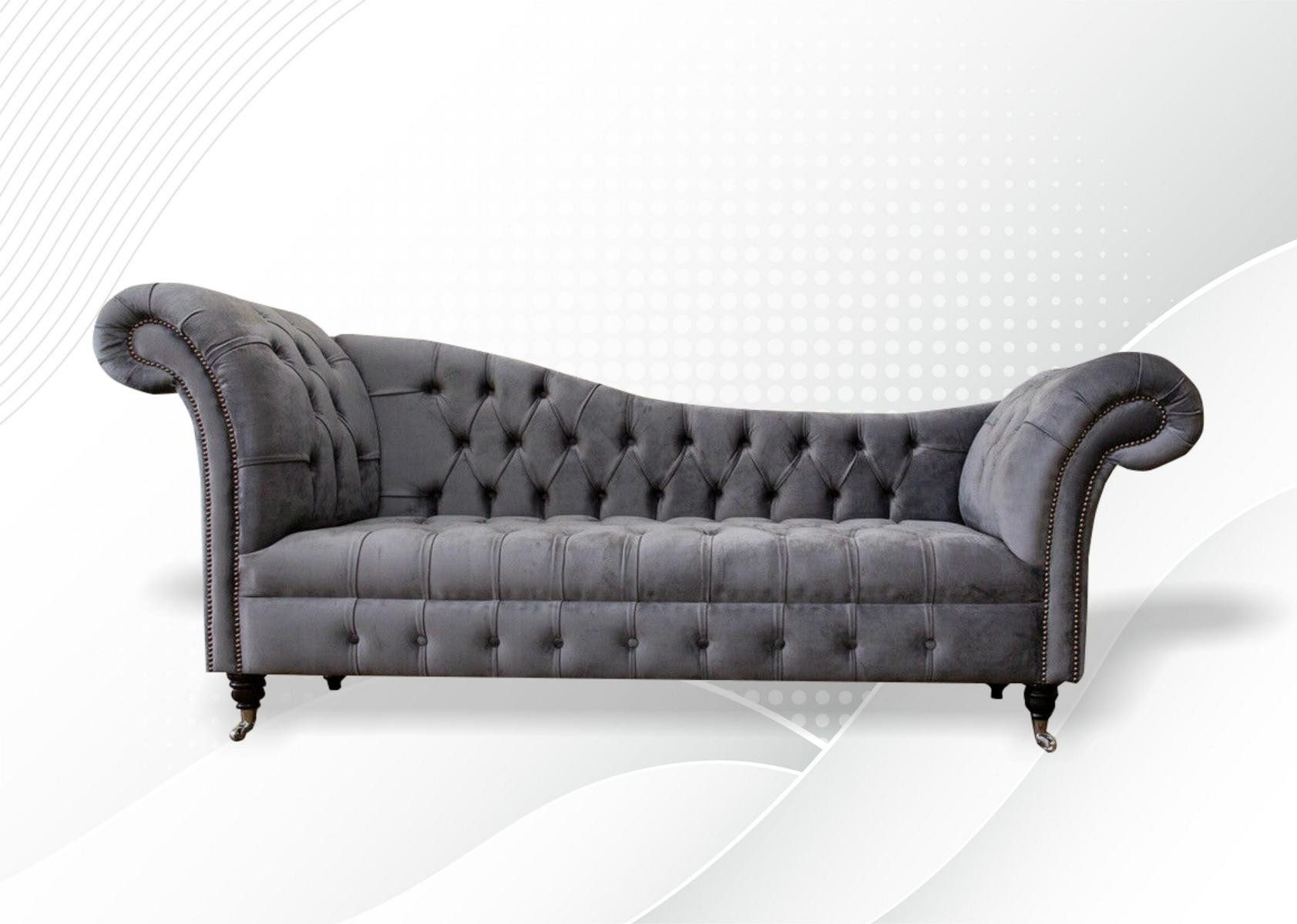 3-Sitzer Graues Sofa aus Stoff mit Wellenunterfederung und Holzfüßen