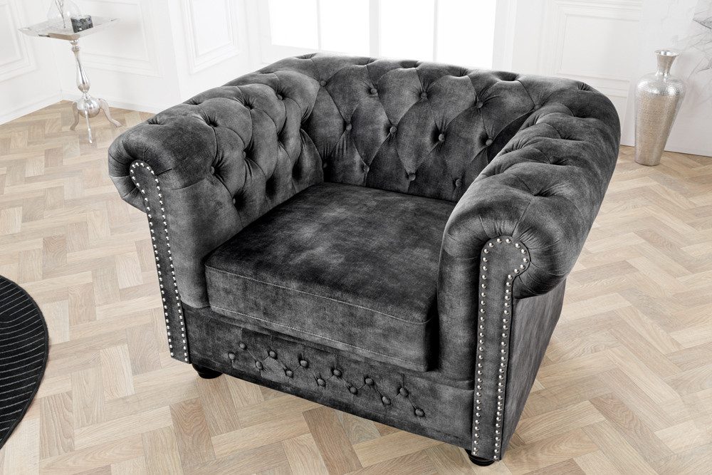 riess-ambiente Sessel CHESTERFIELD 110cm grau (Einzelartikel, 1-St), Wohnzi günstig online kaufen
