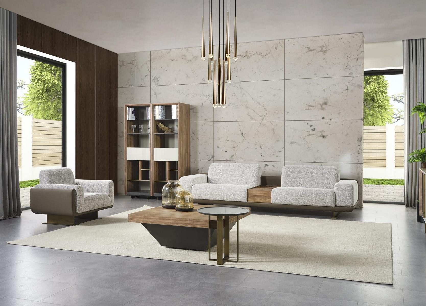JVmoebel Polstergarnitur Moderne graue Sofagarnitur aus Stoff mit Sessel für gemütliche Stunden, (Set, 2-tlg., 1x Sofa 4 Sitzer + 1x Sessel), Made in Europa