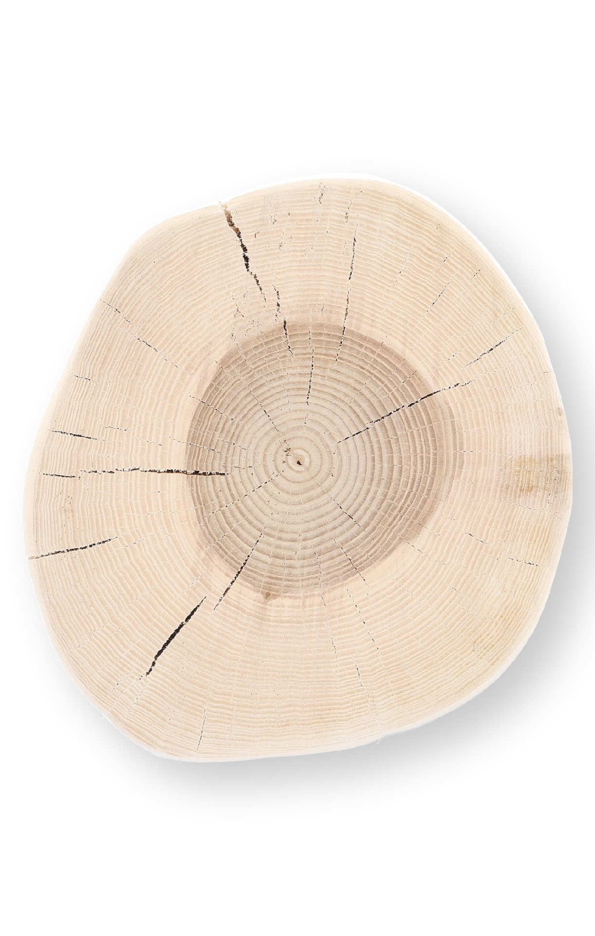 jankurtz Beistelltisch Block rund, Kernesche massiv, Weiß, H 38 cm