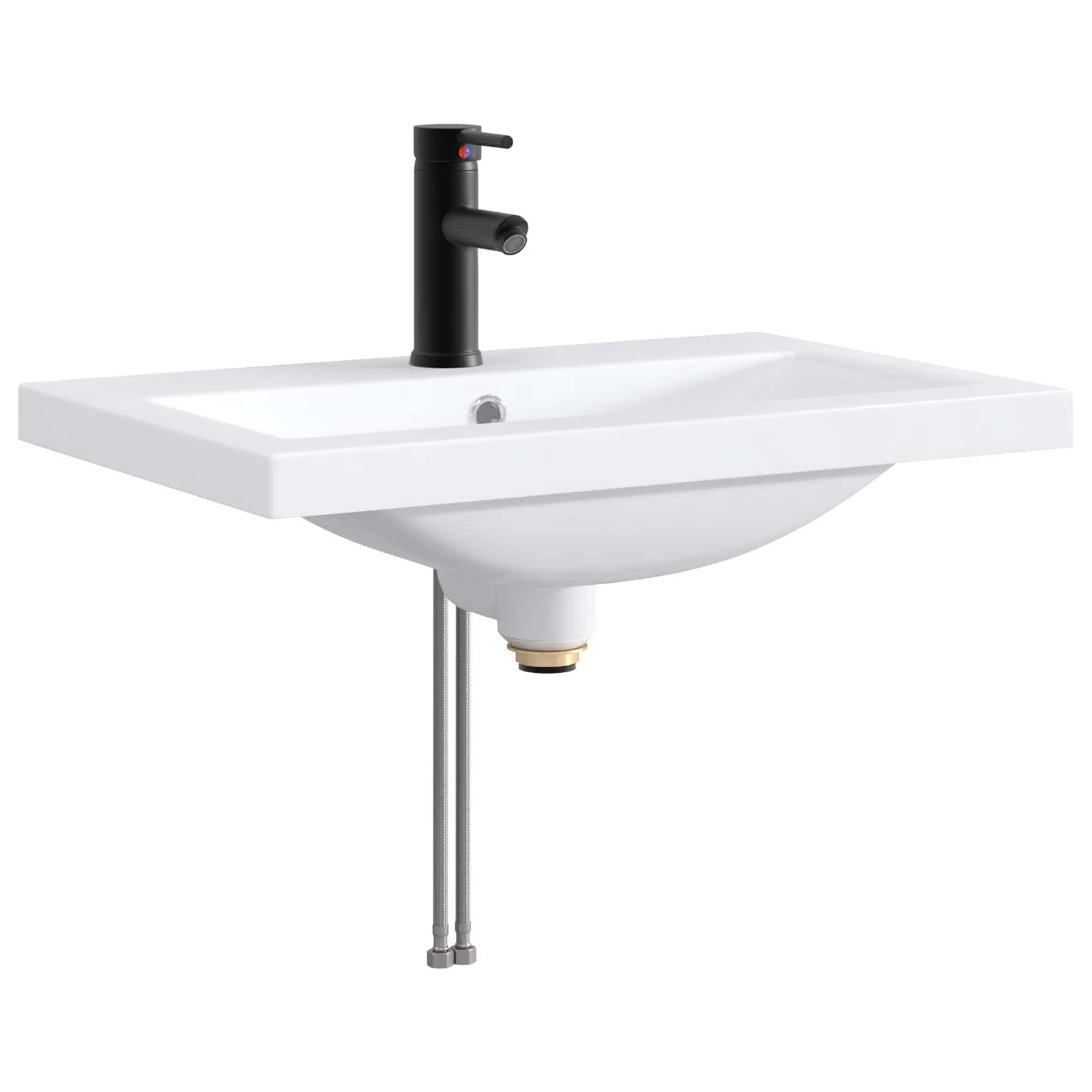 vidaXL Badezimmerspiegelschrank Waschbecken fürs Badezimmer Matt Schwarz 61 x 40 x 16,5 cm (1-St)
