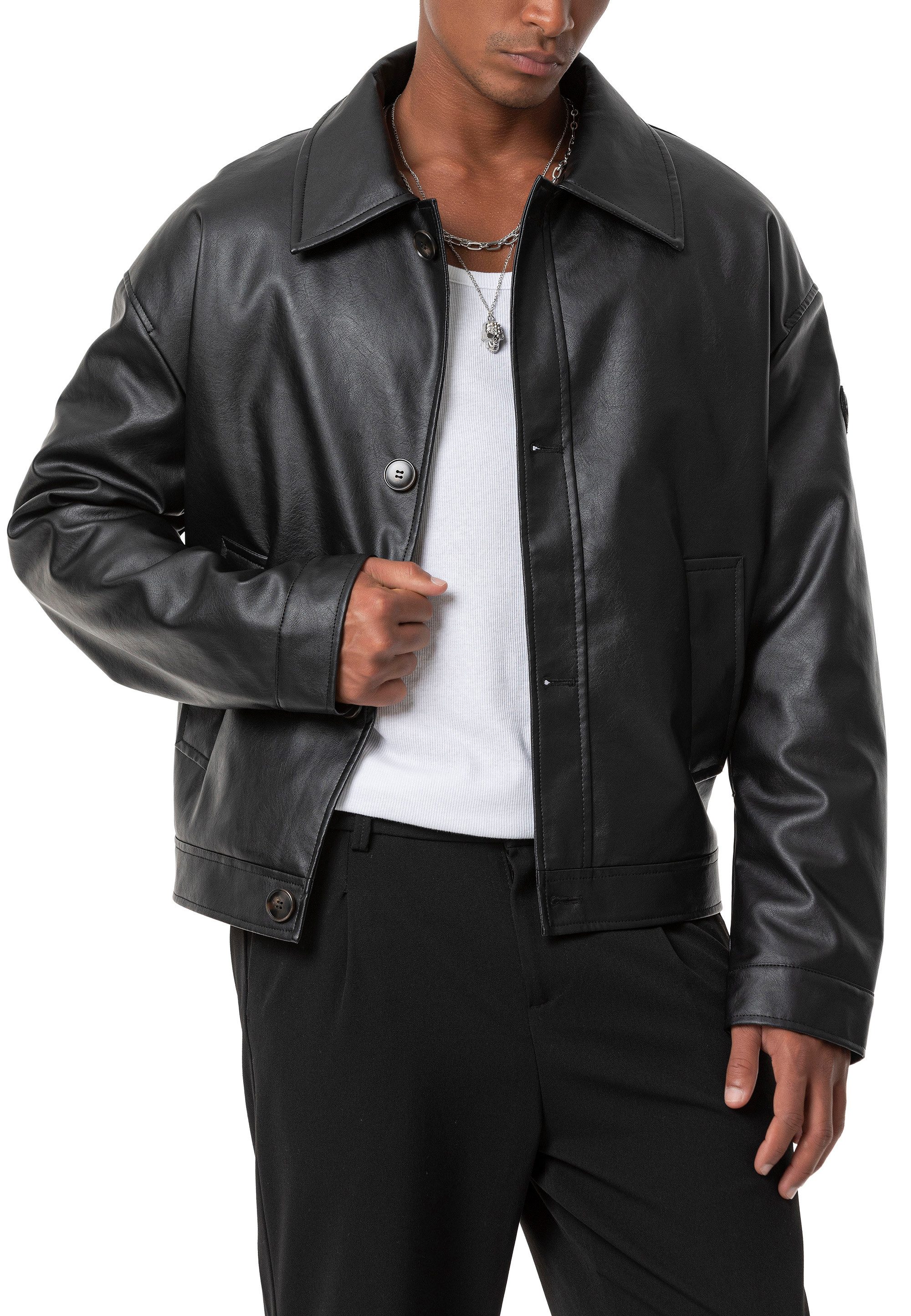 RedBridge Lederimitatjacke im Oversized-Look - Knopfverschluss, günstig online kaufen