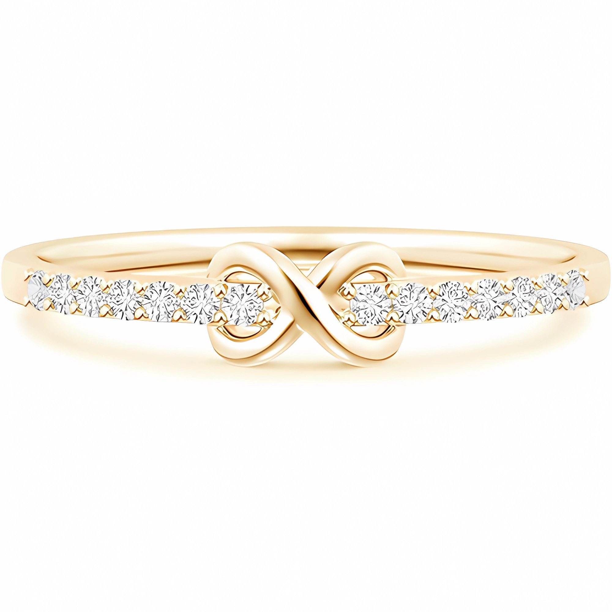 Jumpeak Diamantring Diamant Ring,Goldener Ring Damen,Schleife,Goldring Damen 585 Echtgold, Unendlichkeitszeichen,Labordiamant,Valentinstag Geschenk für Sie