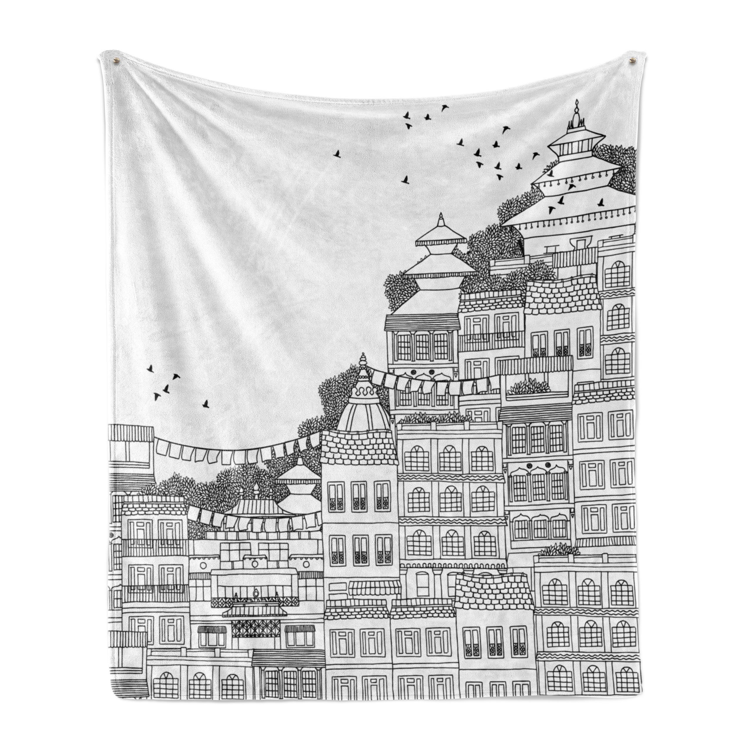 Wohndecke Gemütlicher Plüsch für Kathmandu Außenbereich, Nepal den Stil Abakuhaus, Innen- und Doodle