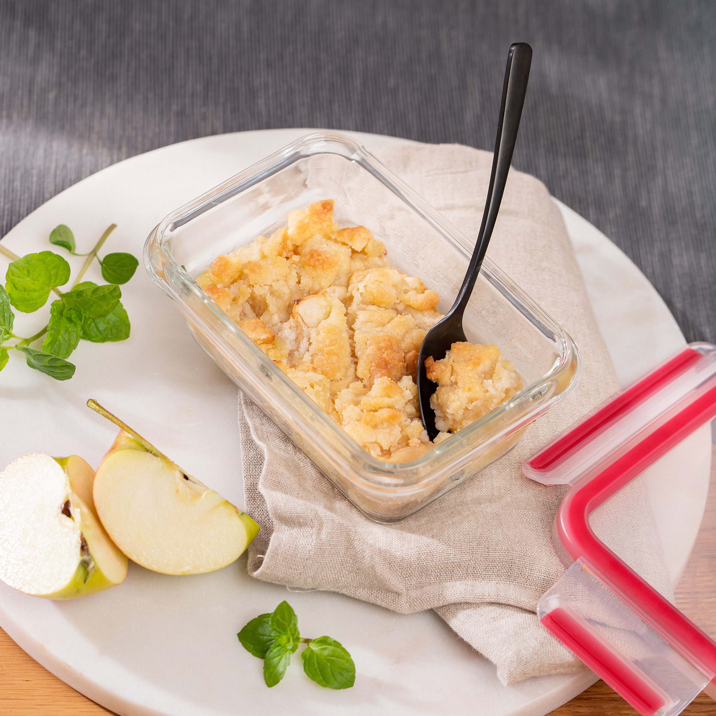 Emsa Aufbewahrungsschüssel Clip & Close Glas, Glas, Polyprophylen (PP), (Set, 3-tlg), 0,45 Liter, rechteckig, Stapelkante, backofenfest, dicht