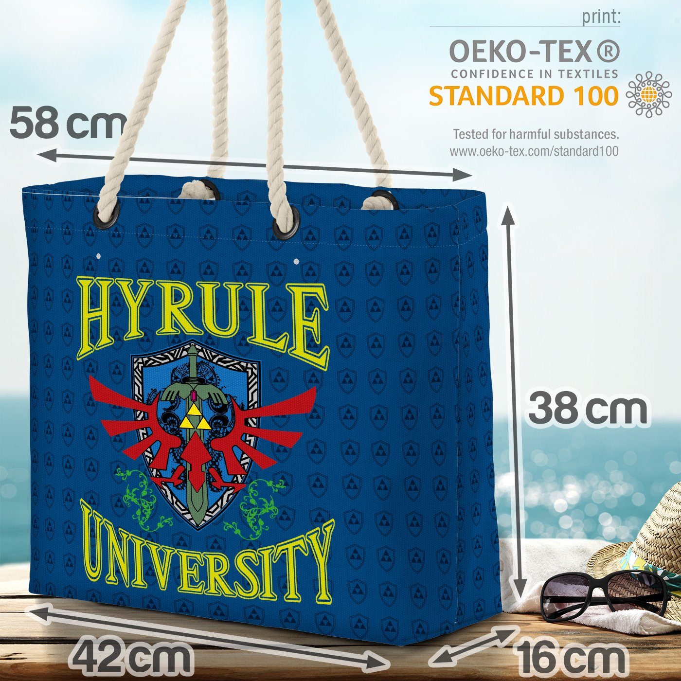 VOID Strandtasche boy game Bag gamer wii Hyrule zelda blau link University Shopper (1-tlg)