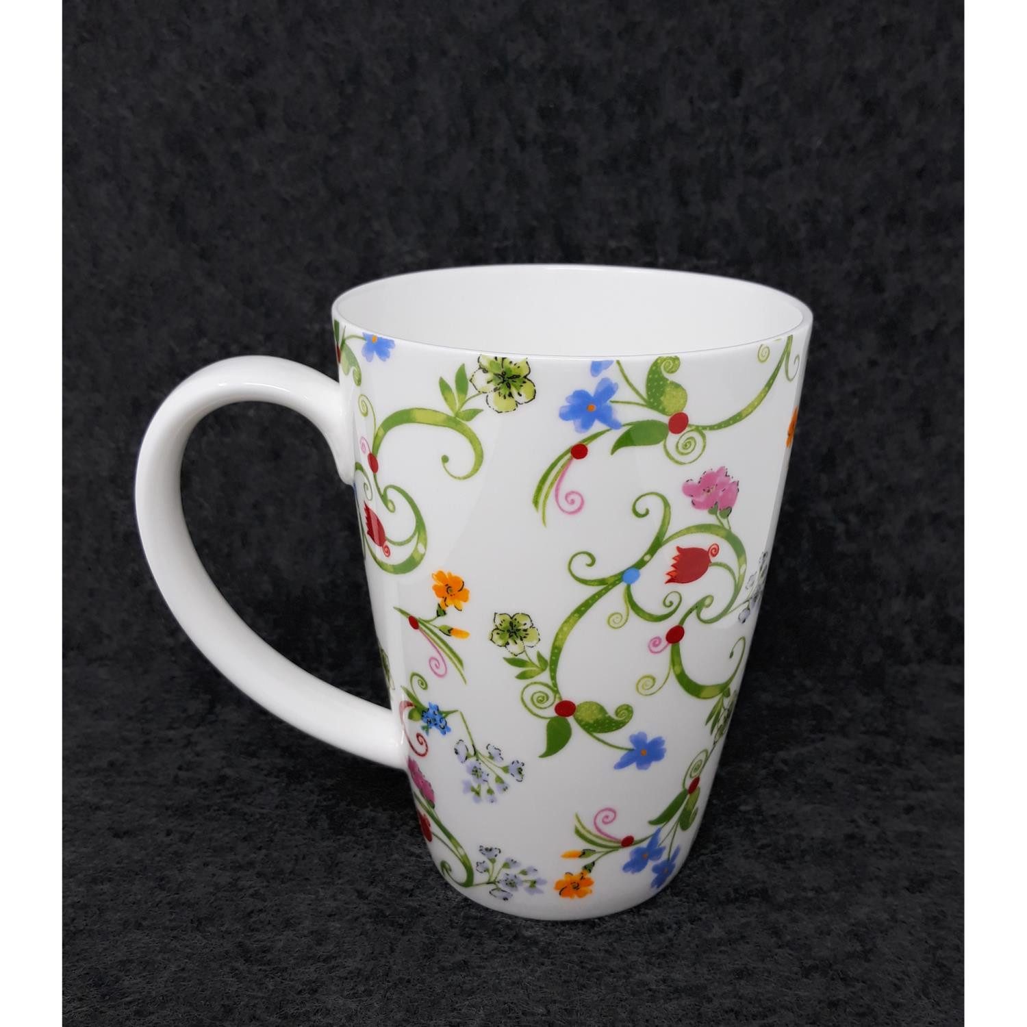 TeaLogic Tasse Blumenranken, Porzellan, Spülmaschinengeeignet, Weiß, Blumen, H: 13.5cm