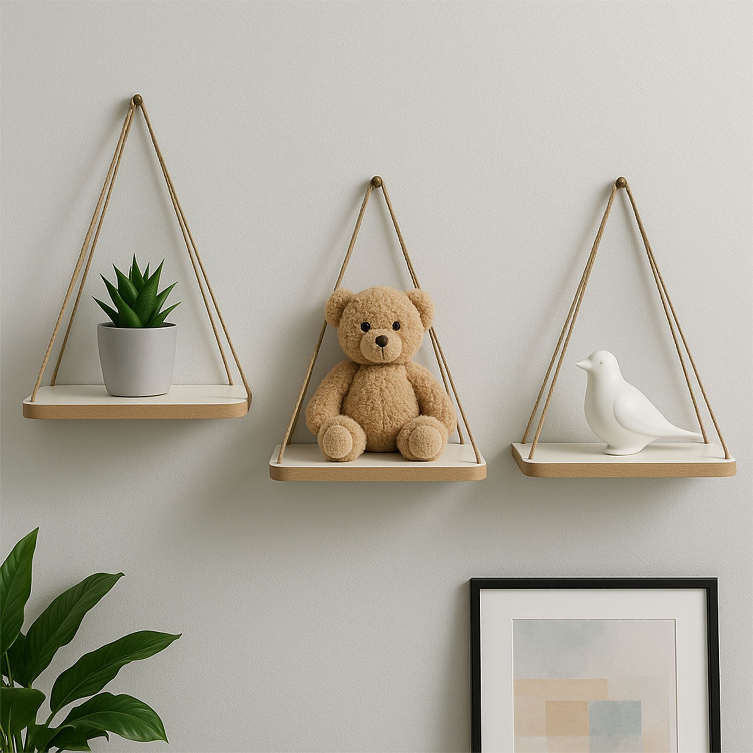 Jungengel Deko-Wandregal Vintage Hängeregal Jute Wandregal Hängeaufbewahrun günstig online kaufen