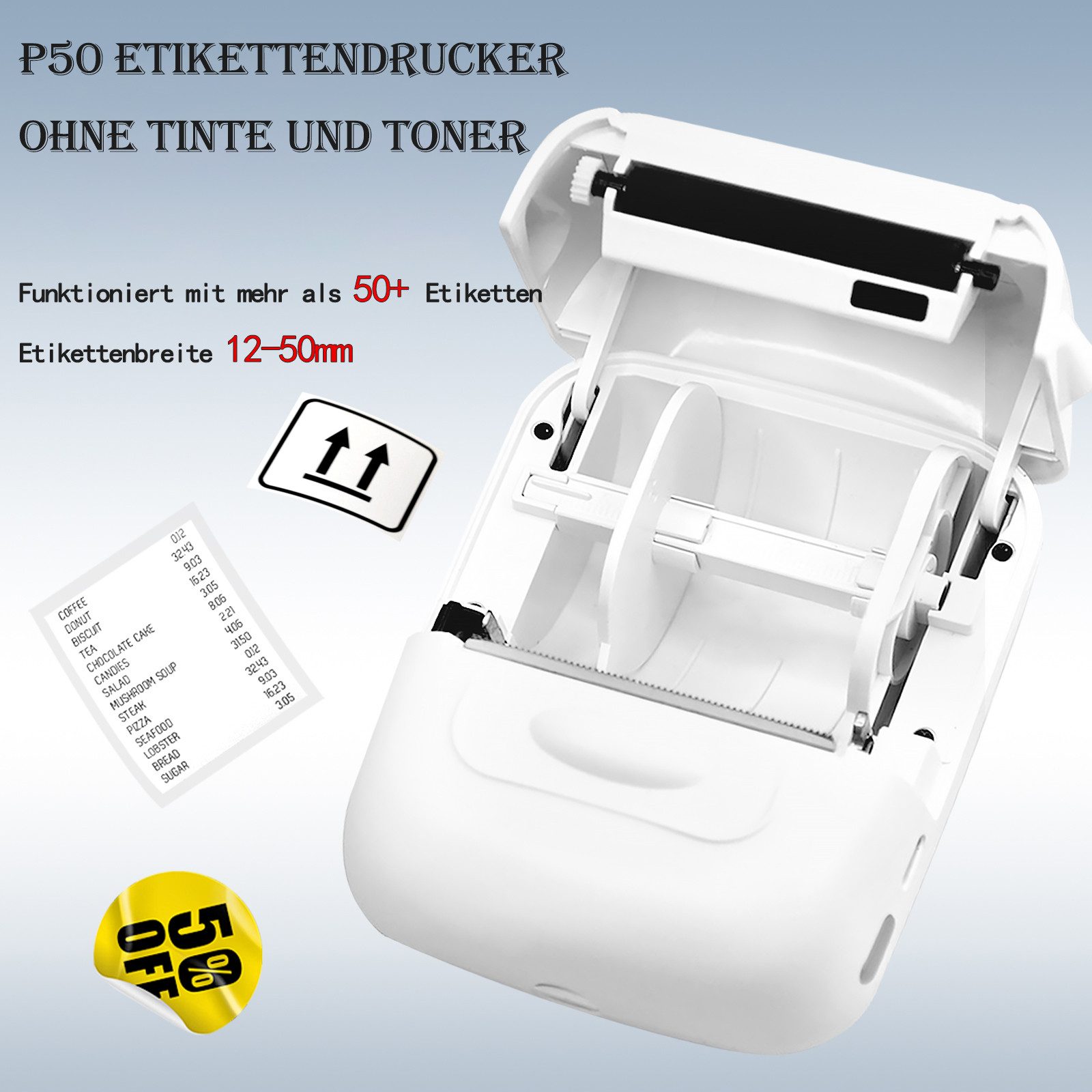 Fine Life Pro Tintefreie Etikettendruck - App-Kontrollierbar, 15-57mm breit, Etikettendrucker, (203DPI, 17 Sprachen, 50km Druckkopflebensdaue-iOS/Android)