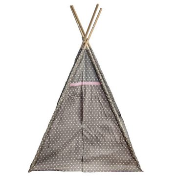 peveha24 Spielzelt Kinder Spielzelt Tipi - Farbe: Grau/Rosa