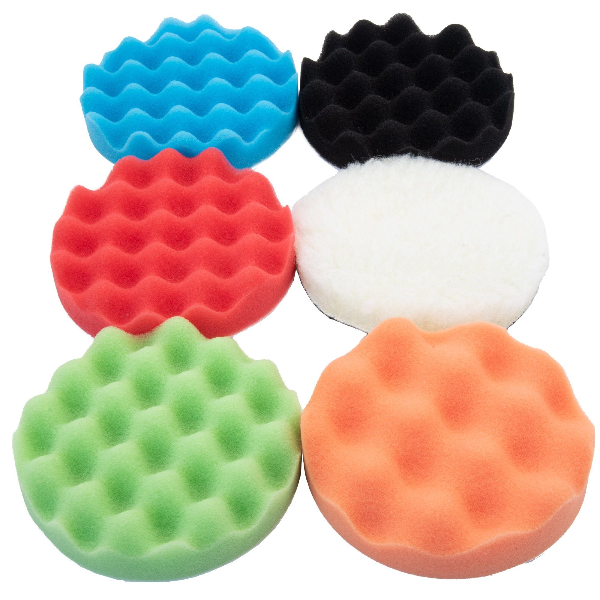 BENSON Polierpad 6x Полировальные подушечки Polierteller Klett Polierschwamm, Polierscheibe, Aufsatz, 125mm, Set