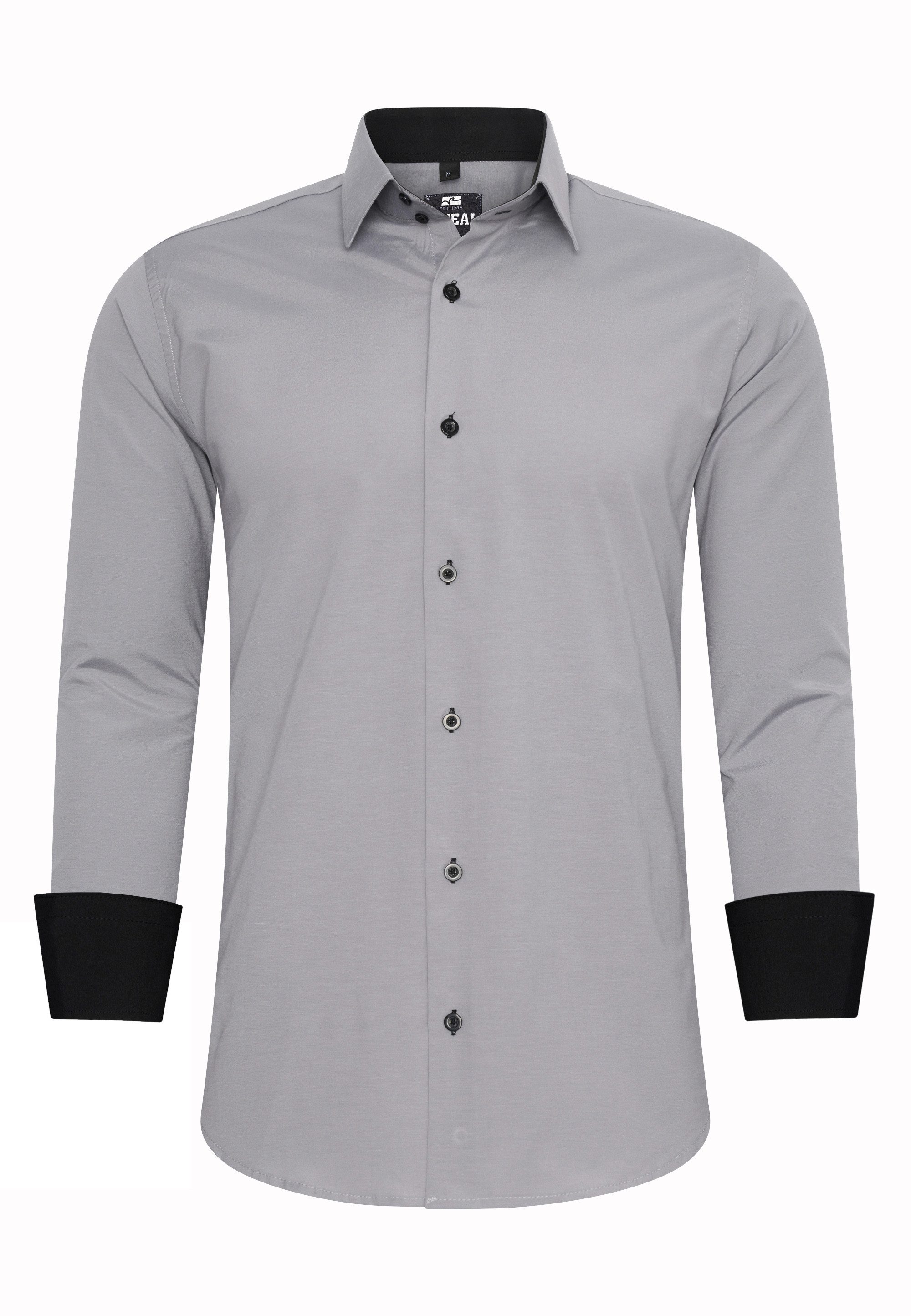 R-NEAL Businesshemd Herren Kontrast Hemd "R-NEAL" Hochzeit-Hemd Slim Fit Stretchhemd