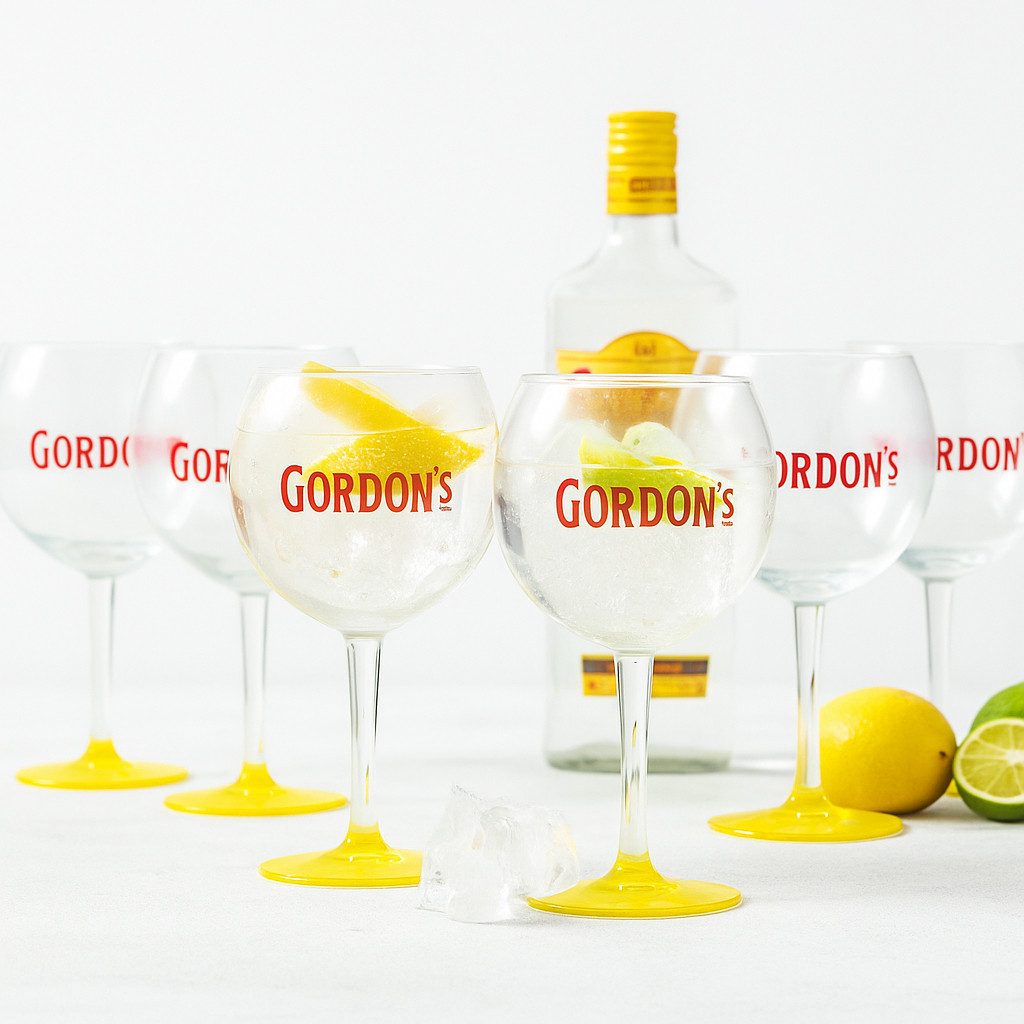 Gordons Cocktailglas Gordons Gin Glas 6er Set Ballonglas Cocktailglas Gläser Set 300ml Fa