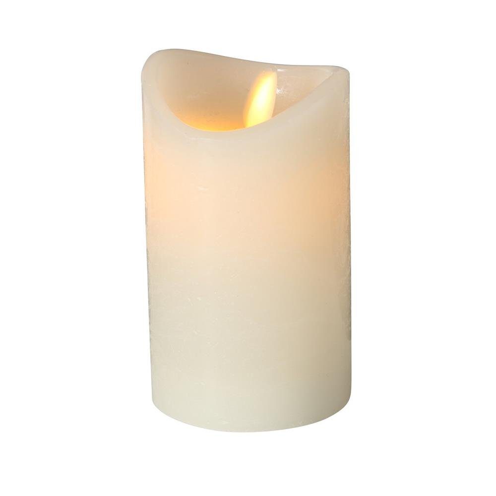 BOLTZE LED-Kerze Bino 12 cm, Cremeweiß flammenlose Stumpenkerze batteriebetrieben | Kerzenständer