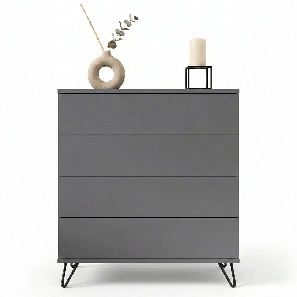 InnoFurn Kommode Elara, Schrank mit 4 Schubladen, Sideboard mit Push-to-Open