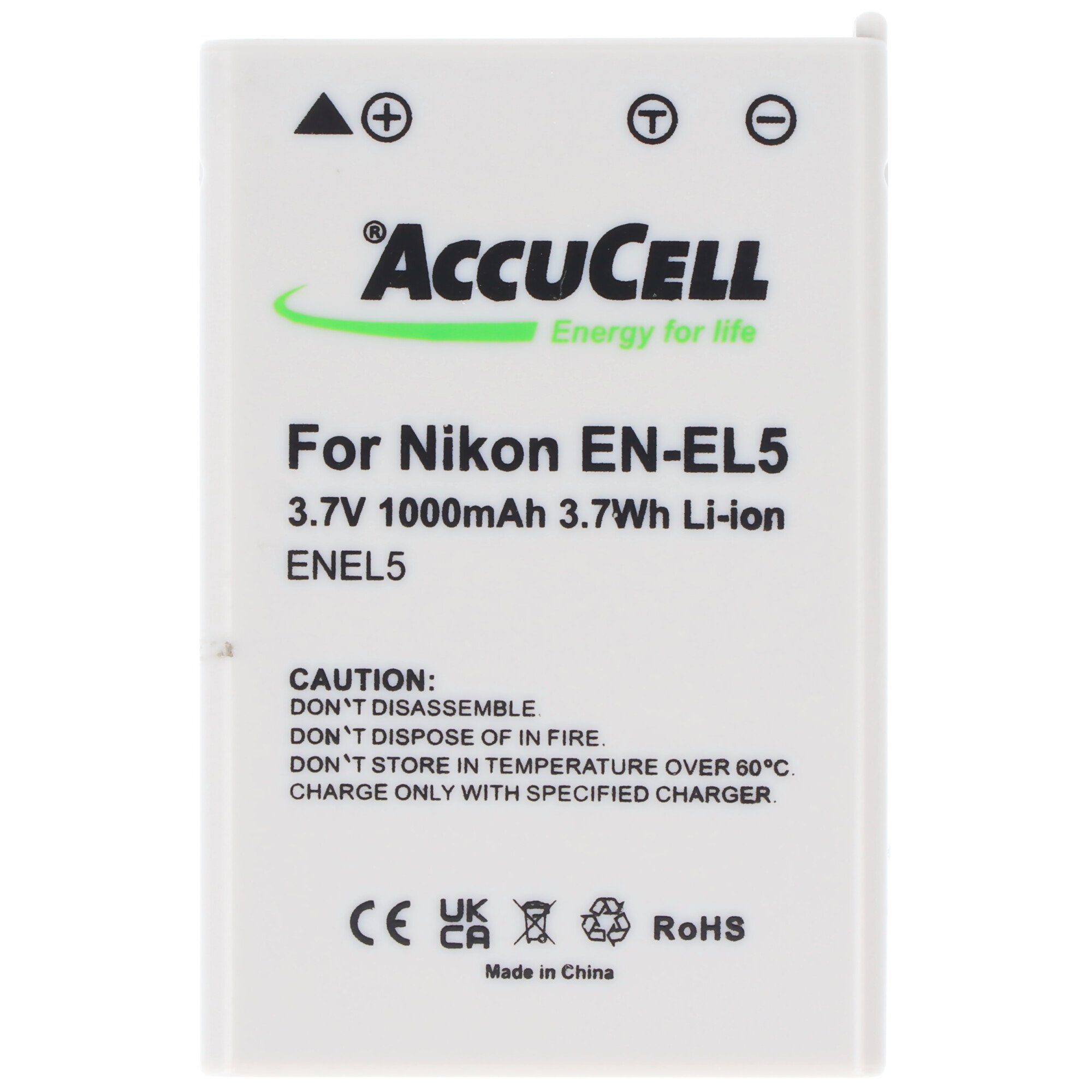 AccuCell AccuCell Duracell Akku EN-EL5, (3,7 Nikon passend Akku CP1 1000 V) mAh für
