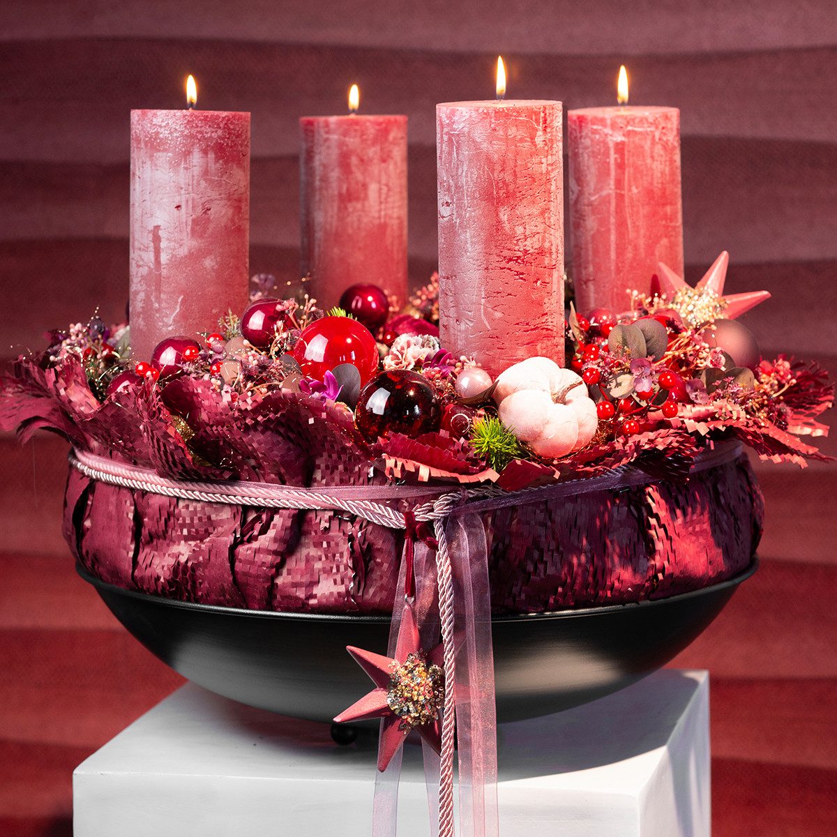 Viana Stumpenkerze Rosa Stumpenkerzen Altrosa Marmoroptik 85×200mm 2er-Set günstig online kaufen