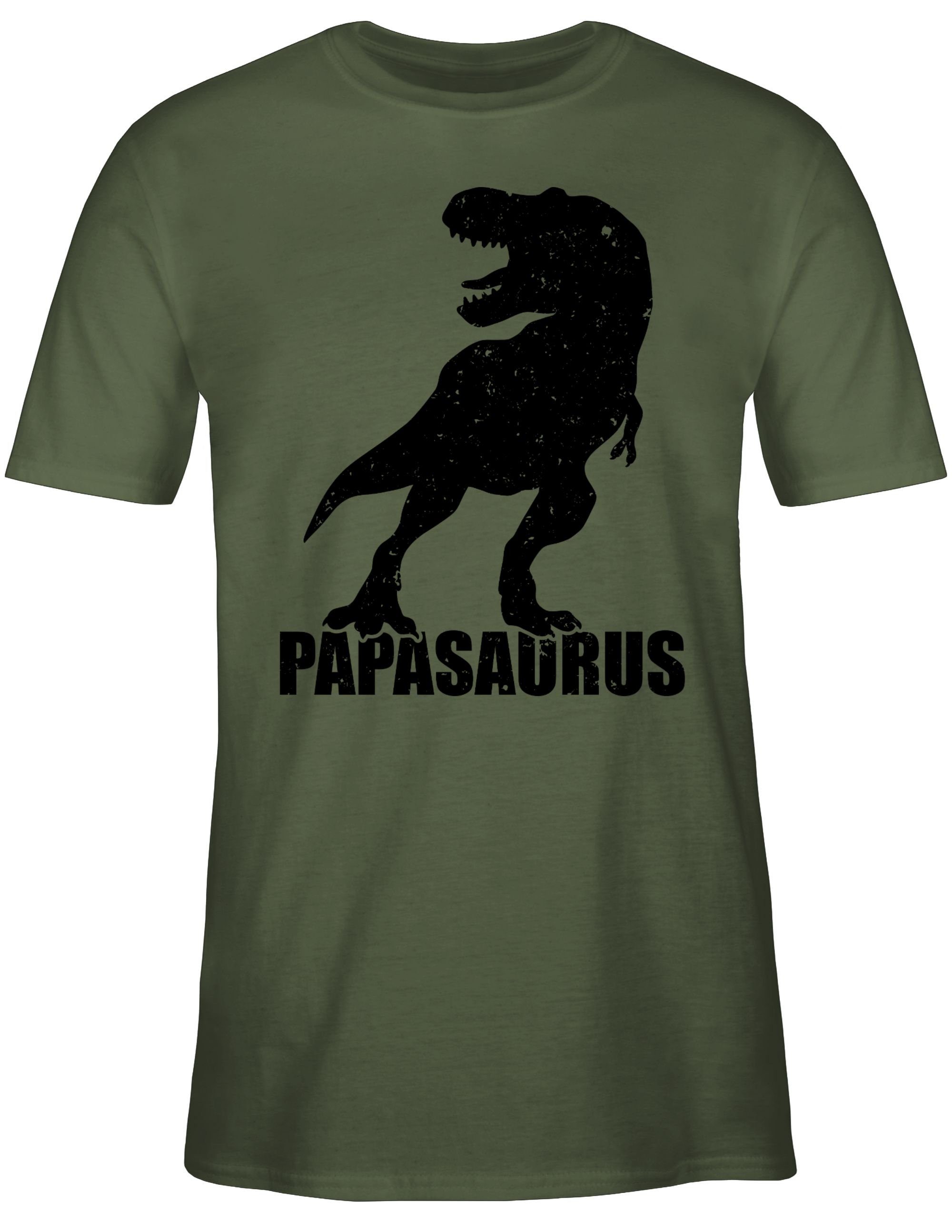 für Vatertag Army Shirtracer Grün T-Shirt Geschenk Papasaurus Papa 02 mit T-Rex
