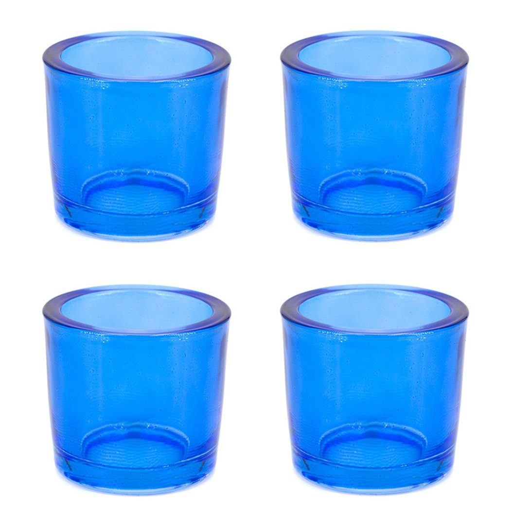 Creativery Teelichthalter, Teelichthalter Glas 6,5x6cm blau 4er Set