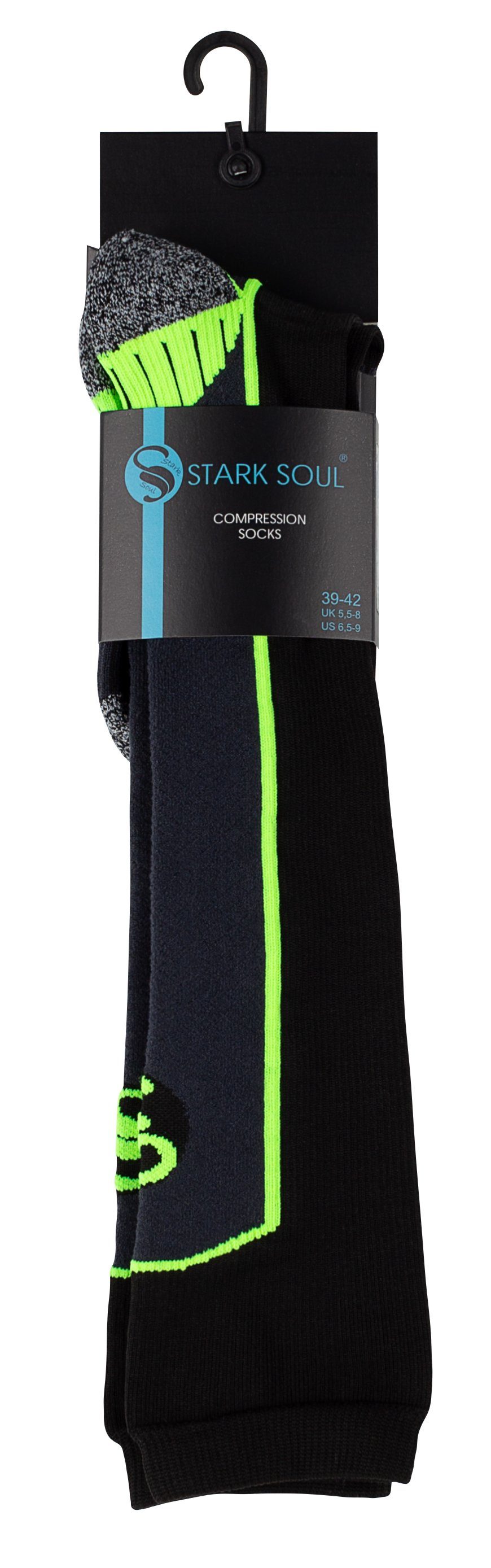 - Kompressionssocken, Kompressionsstrümpfe (gekennzeichnet) Schwarz-Neon Sportsocken Soul® Damen Sport-Kompressionskniestrümpfe Ergonomisch -Rechts-Links- Gelb Stark formgenäht