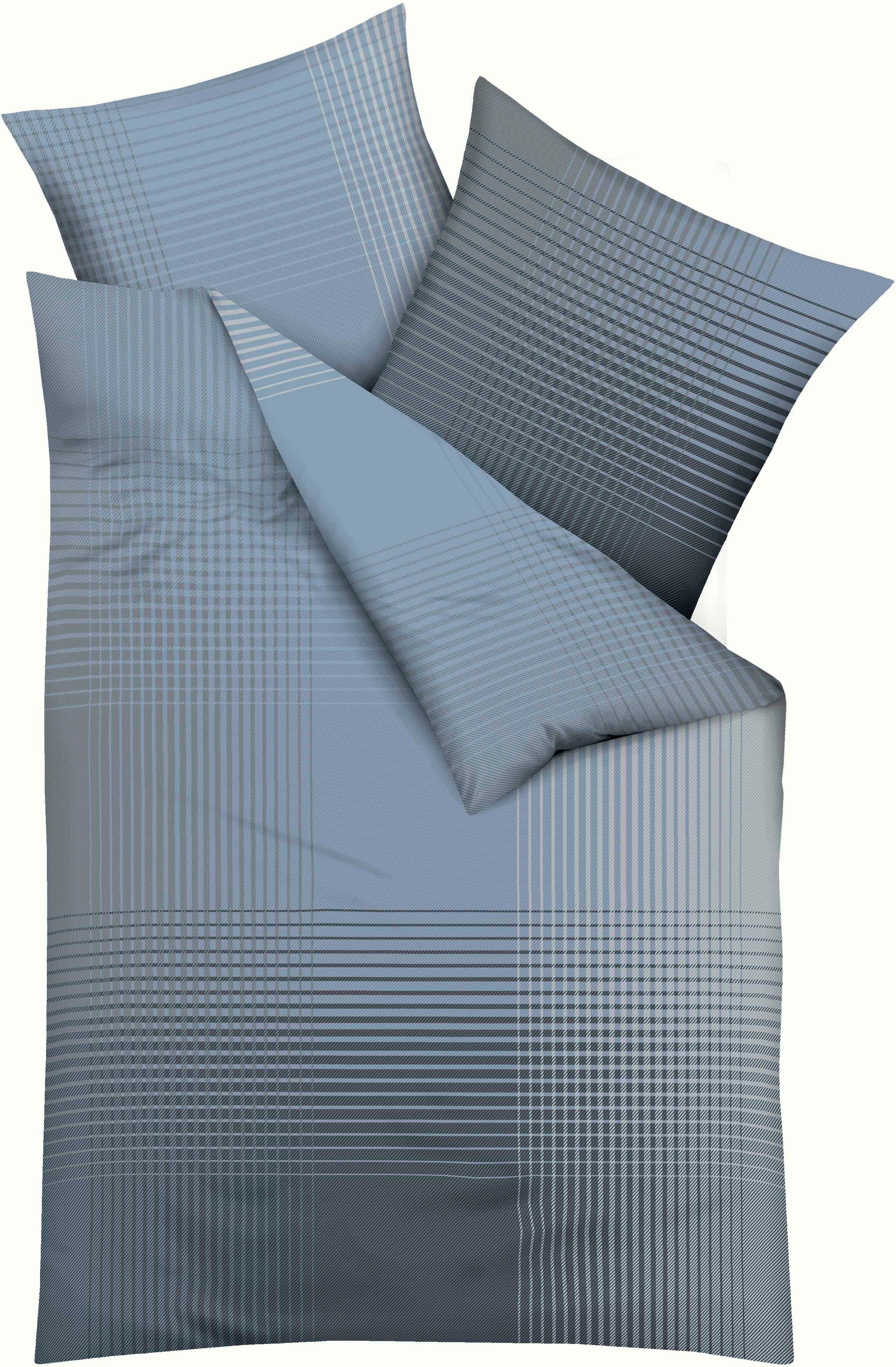 Kaeppel Bettwäsche MASTER 100% Baumwolle, Mako-Satin, 2 teilig, mit Karomuster, Markenreißverschluss