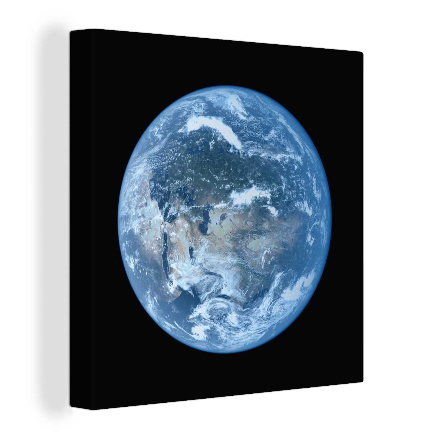 OneMillionCanvasses® Leinwandbild Satellitenbild einer hellblauen Erde, (1 St), Leinwand Bilder für Wohnzimmer Schlafzimmer