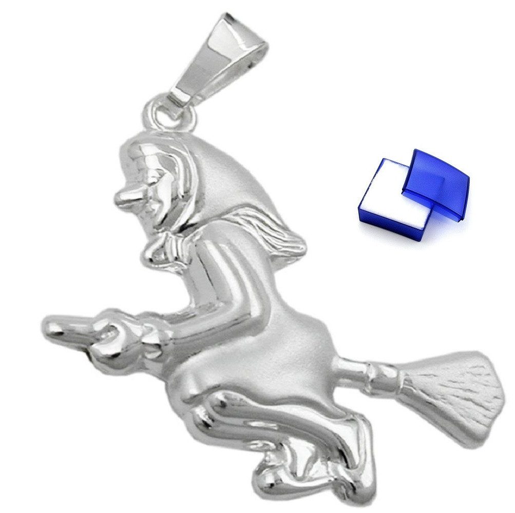 Kettenanhänger Anhänger Hexe matt-glänzend 925 Silber 22 x 22 mm kl. Schmuckbox