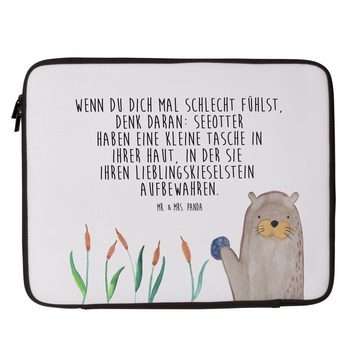 Mr. & Mrs. Panda Laptop-Hülle Otter mit Stein - Weiß - Geschenk, Otter Seeotter See Otter, Fischott