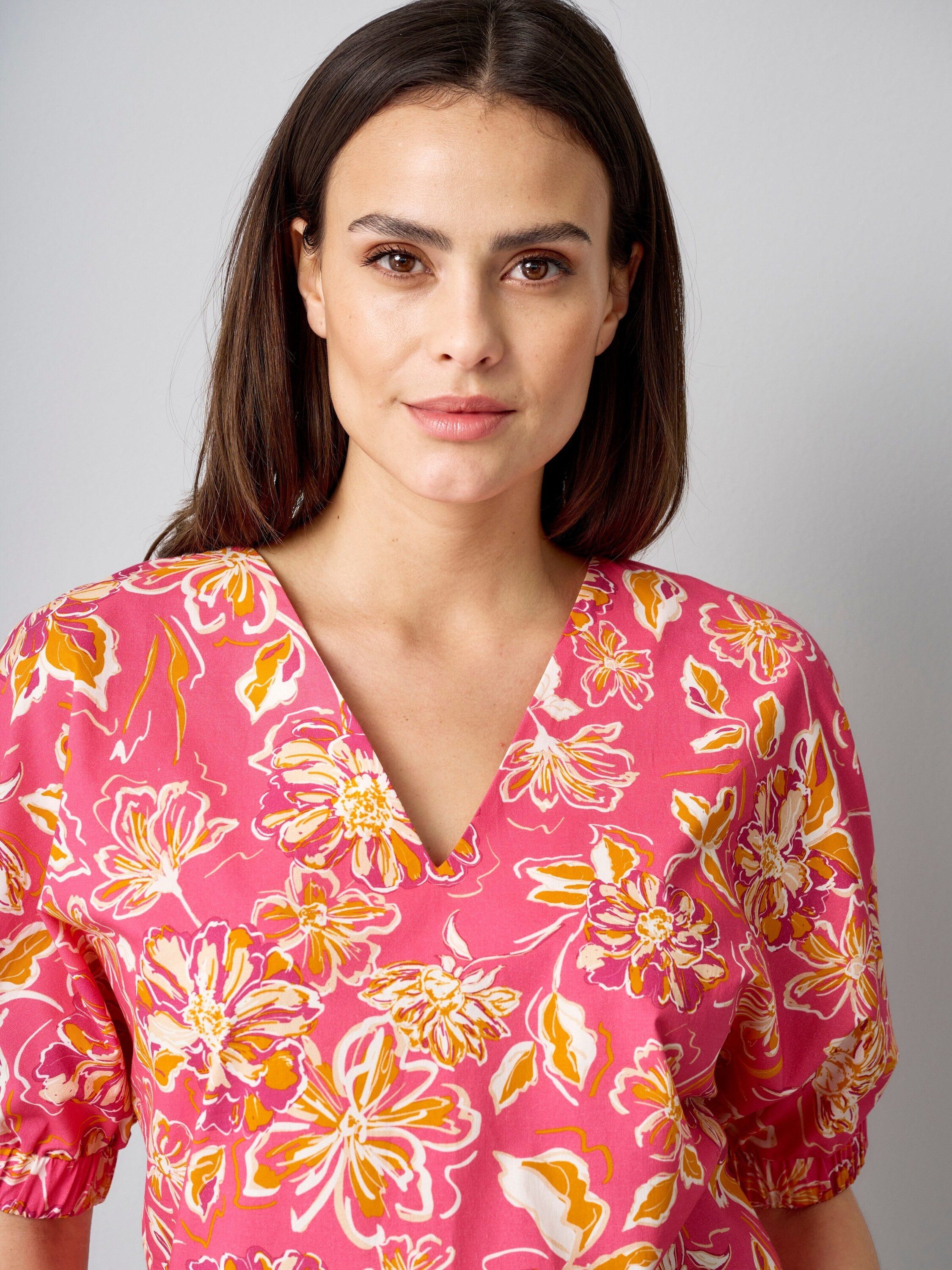 Alba Moda Schlupfbluse Bluse mit Gummizug am Ärmel