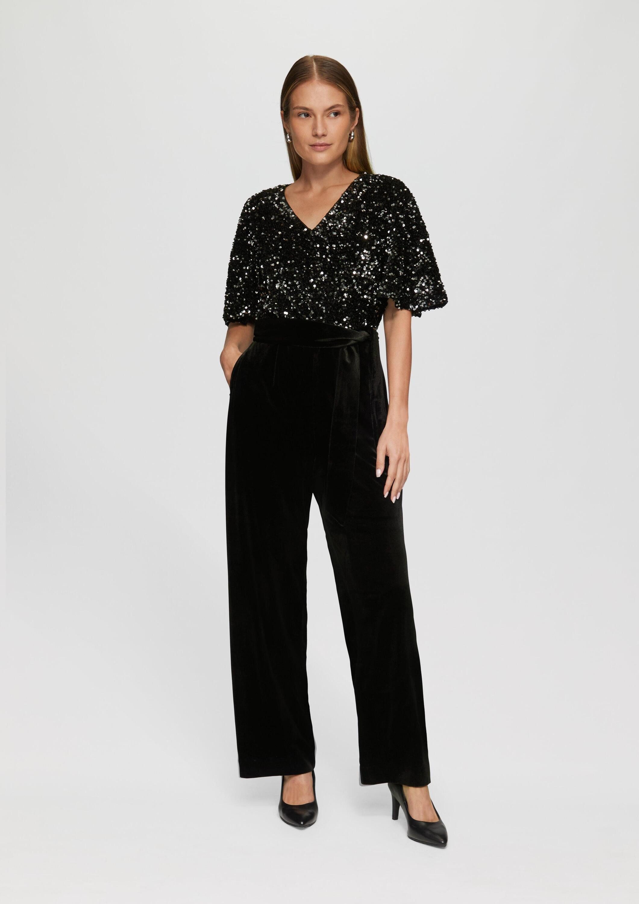 s.Oliver Jumpsuit Overall Jumpsuit aus Samt mit Pailletten günstig online kaufen